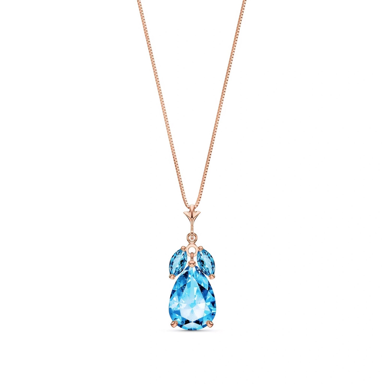 Rose Gold Rose Necklace White Topaz 10K — Nina