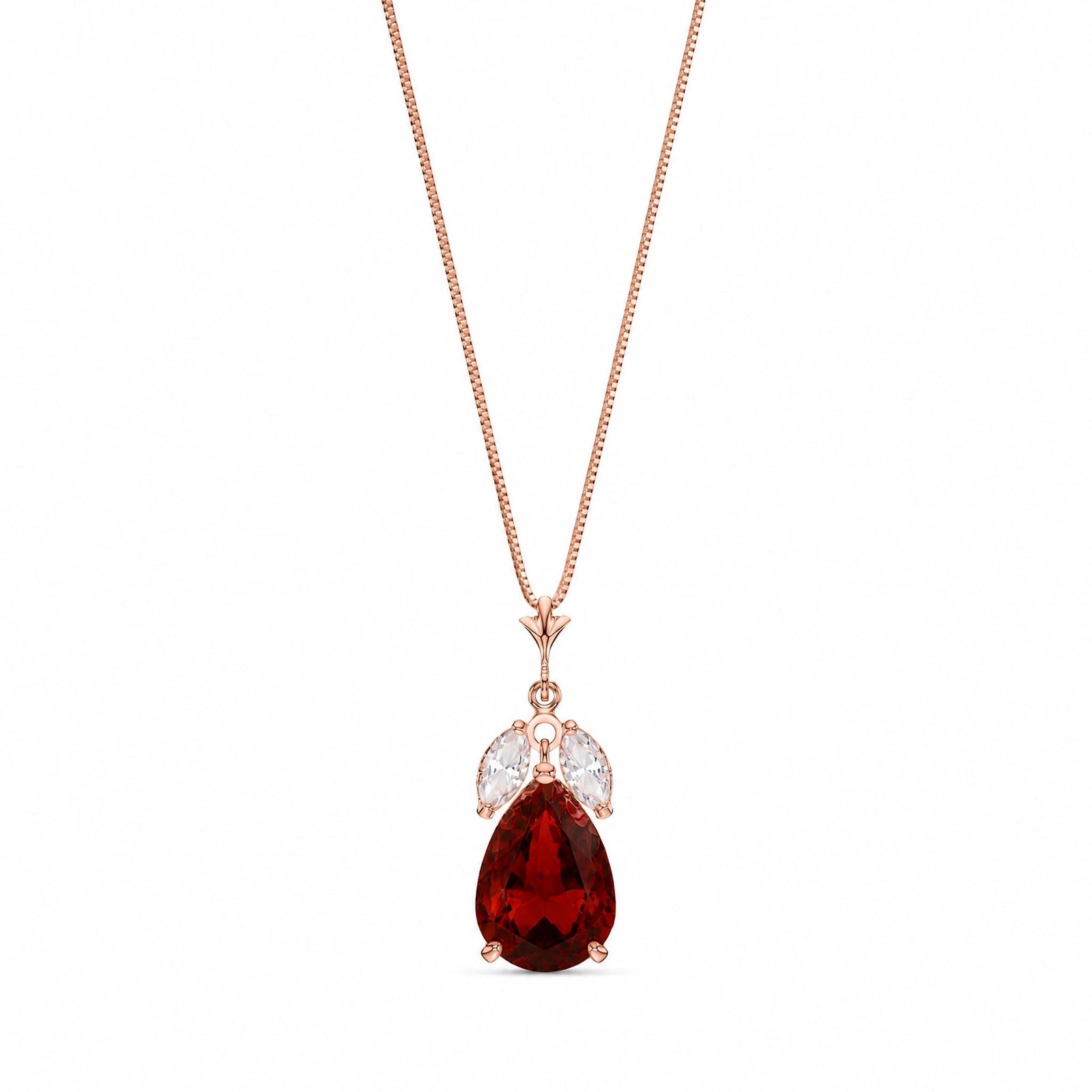 Rose Gold Rose Necklace White Topaz 10K — Nina