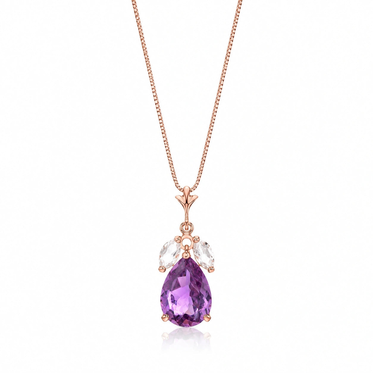 Rose Gold Rose Necklace White Topaz 10K — Nina