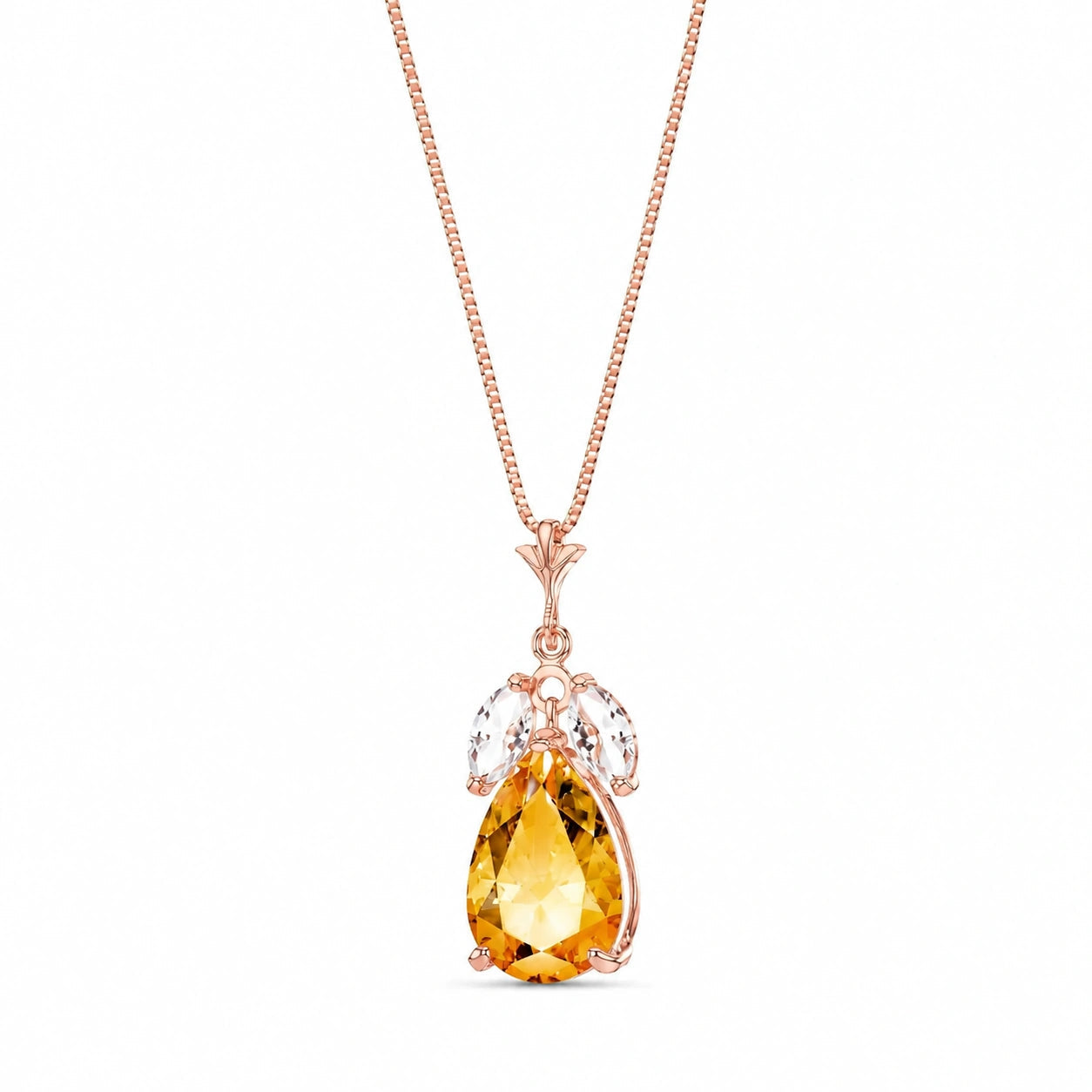 Rose Gold Rose Necklace White Topaz 10K — Nina
