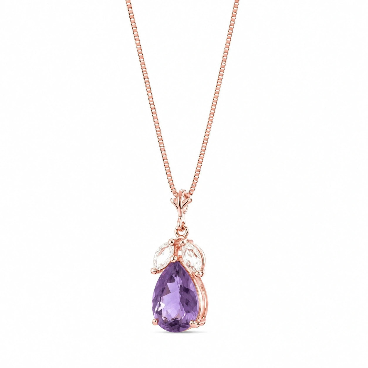 Rose Gold Rose Necklace White Topaz 10K — Nina