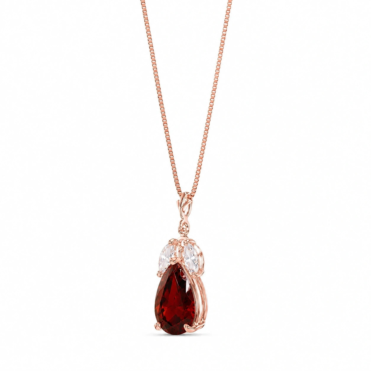 Rose Gold Rose Necklace White Topaz 10K — Nina