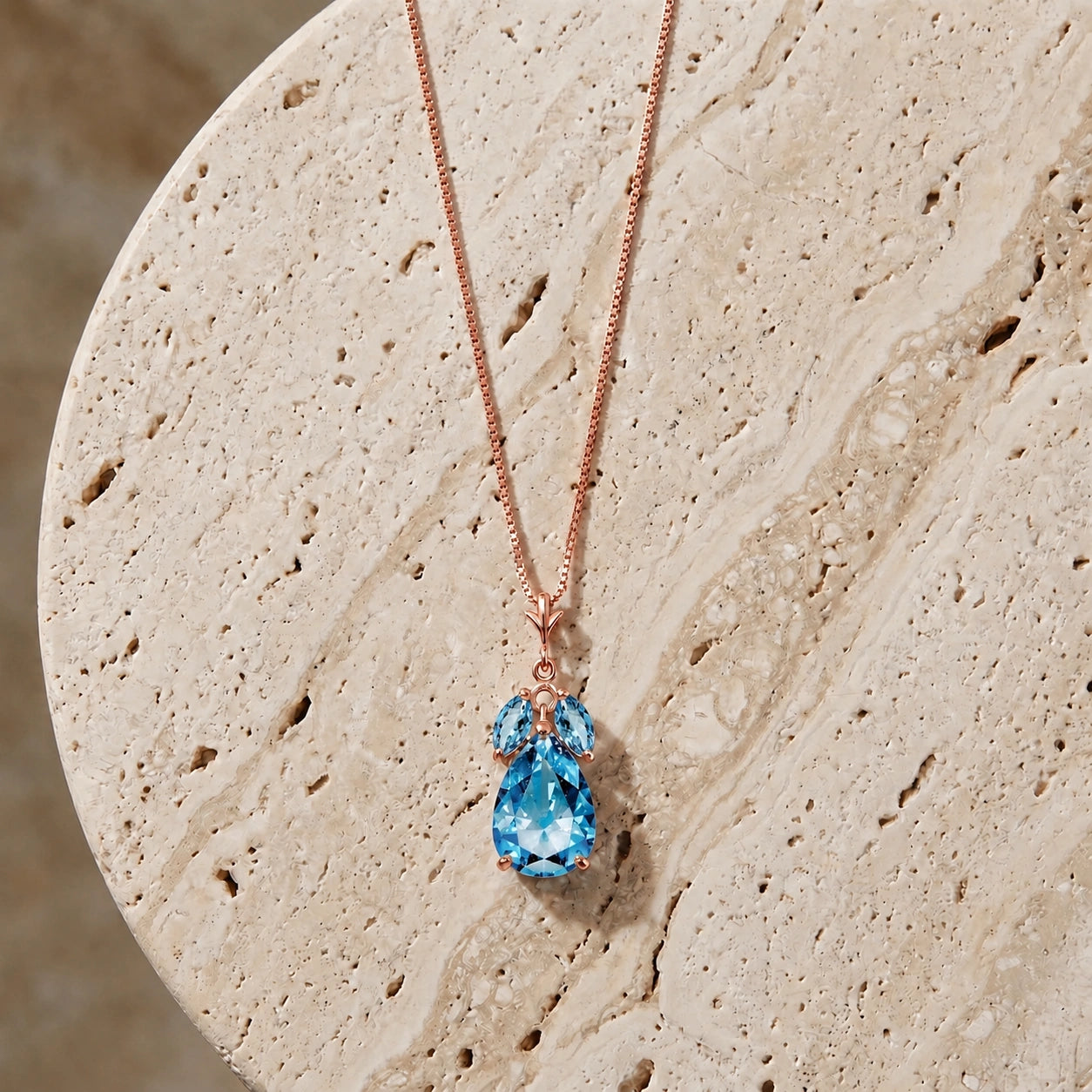 Rose Gold Rose Necklace White Topaz 10K — Nina