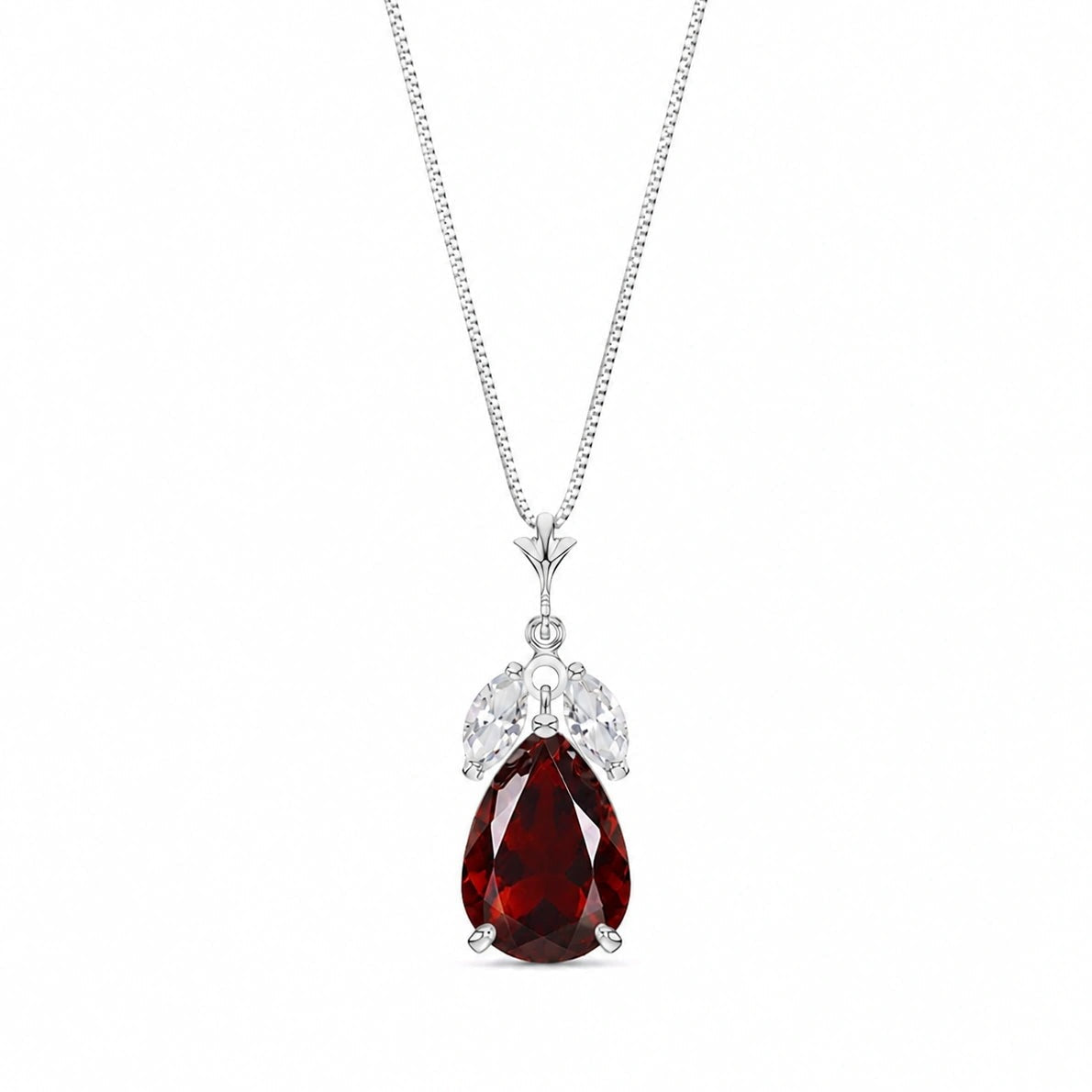 White Gold Rose Necklace White Topaz 10K — Nina