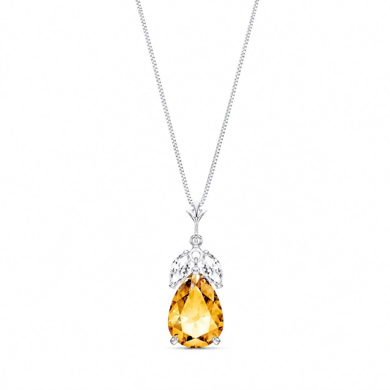 White Gold Rose Necklace White Topaz 10K — Nina