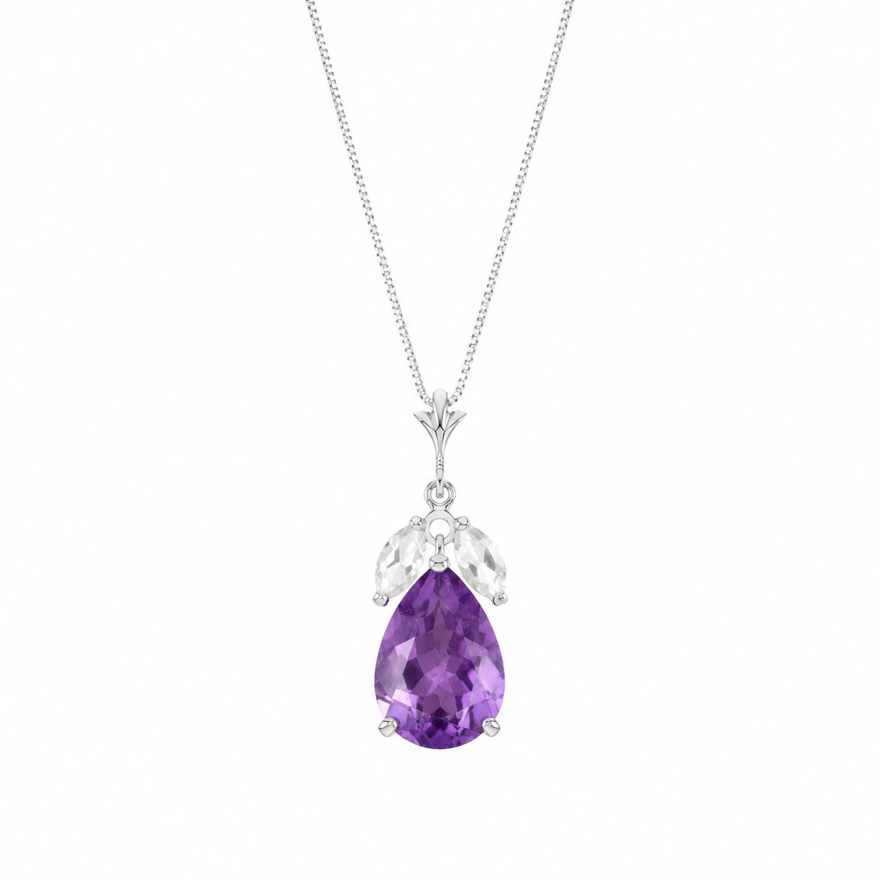 White Gold Rose Necklace White Topaz 10K — Nina