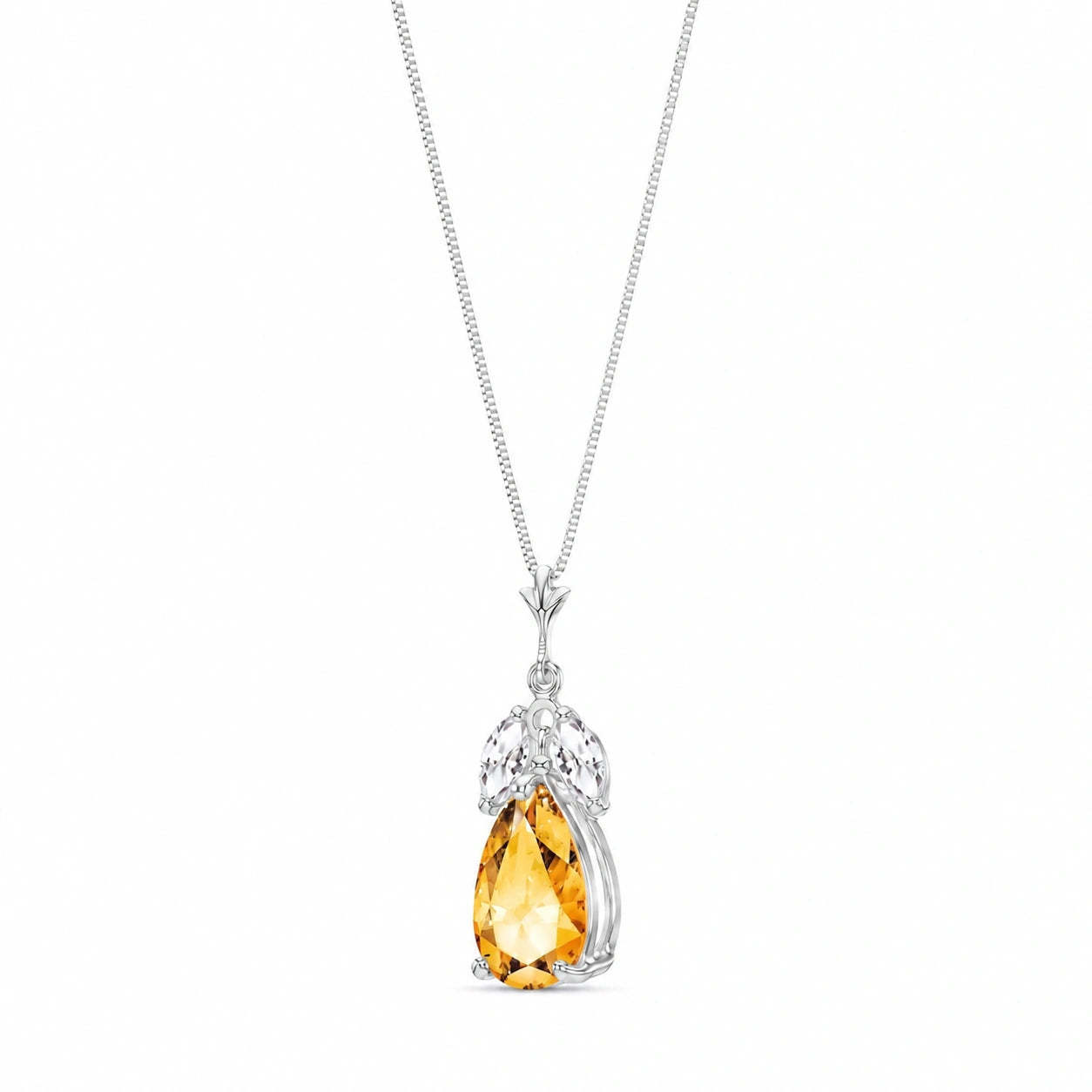 White Gold Rose Necklace White Topaz 10K — Nina