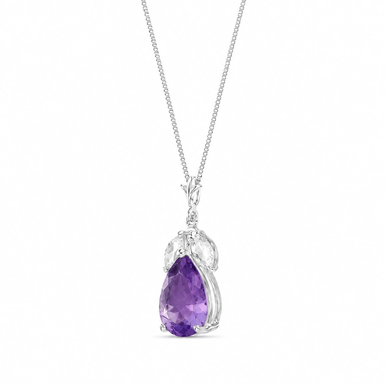 White Gold Rose Necklace White Topaz 10K — Nina