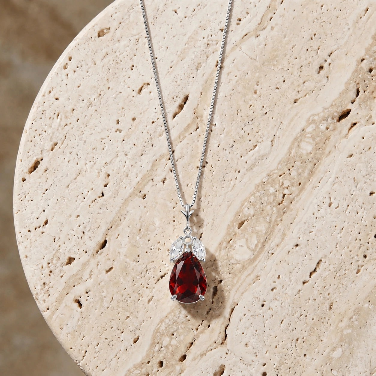 White Gold Rose Necklace White Topaz 10K — Nina