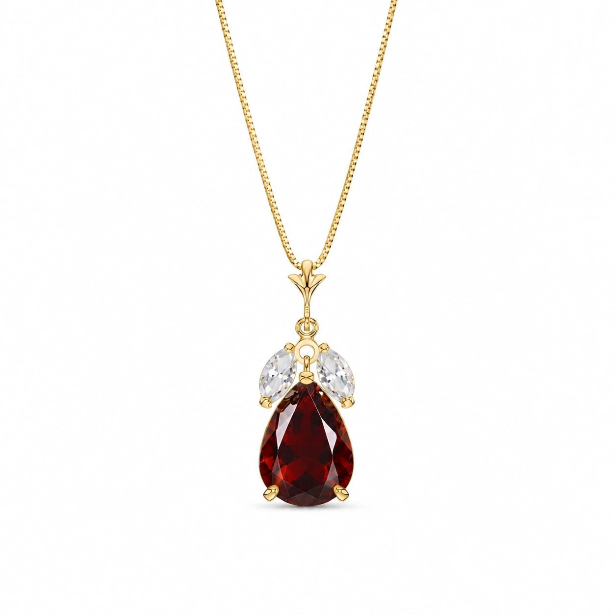Yellow Gold Rose Necklace White Topaz 10K — Nina