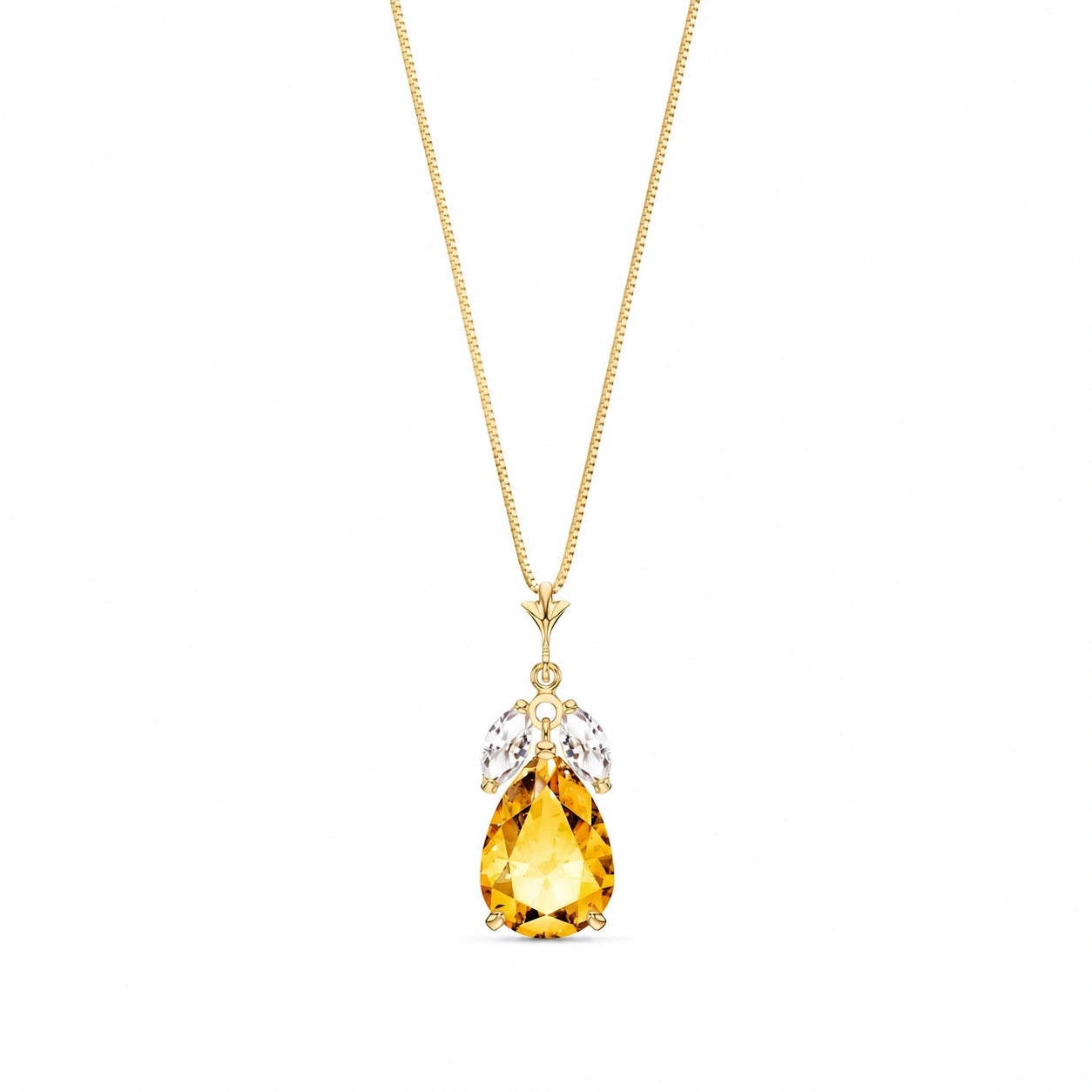 Yellow Gold Rose Necklace White Topaz 10K — Nina