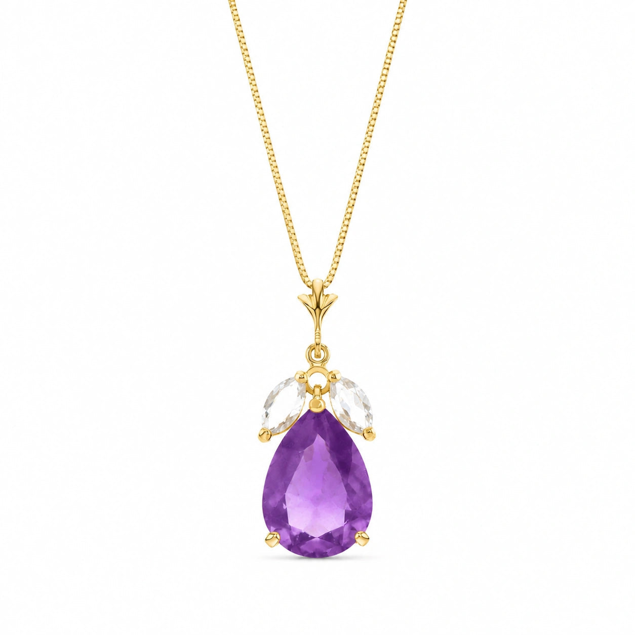 Yellow Gold Rose Necklace White Topaz 10K — Nina