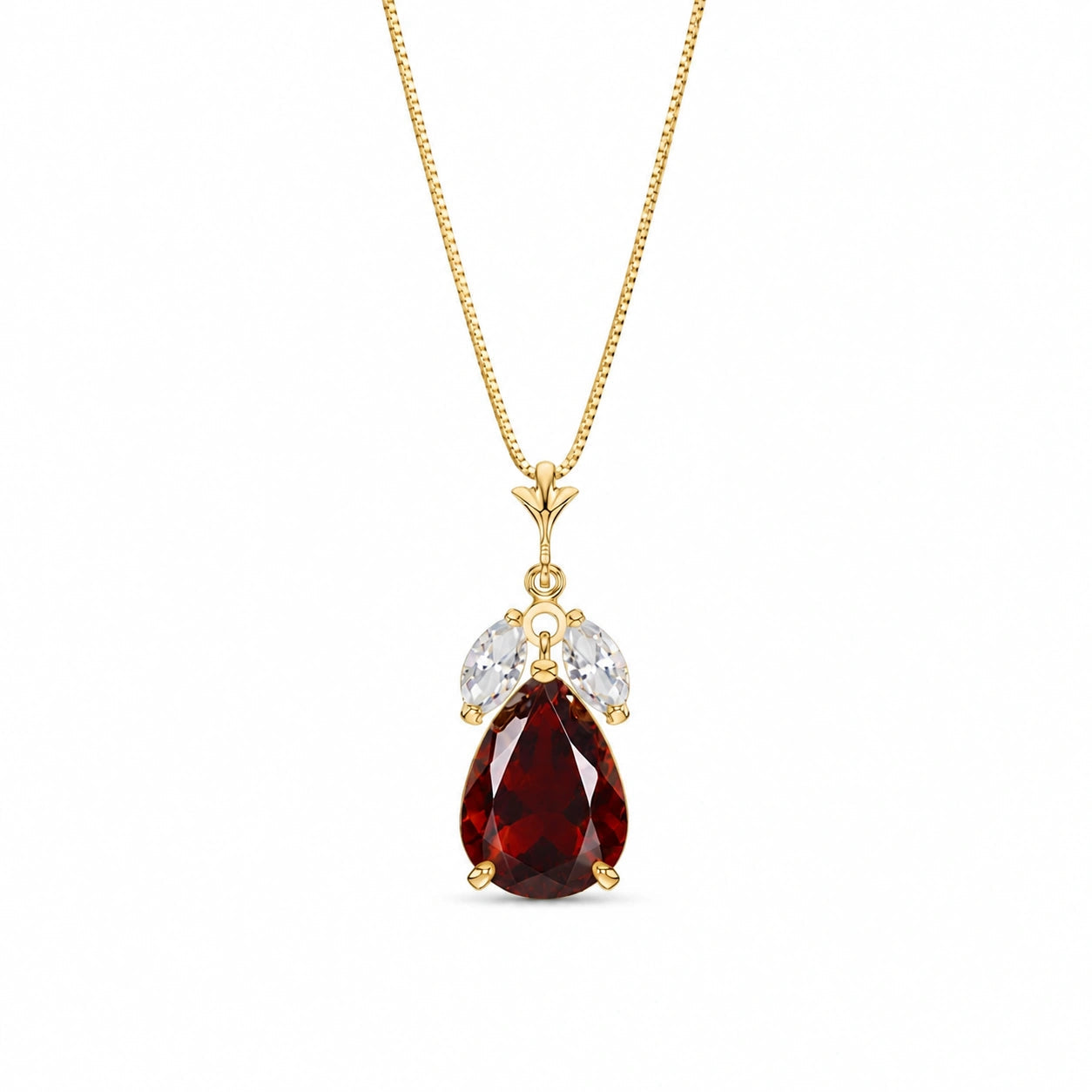 Yellow Gold Rose Necklace White Topaz 10K — Nina