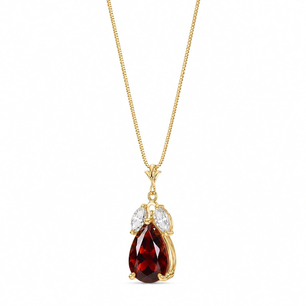 Yellow Gold Rose Necklace White Topaz 10K — Nina
