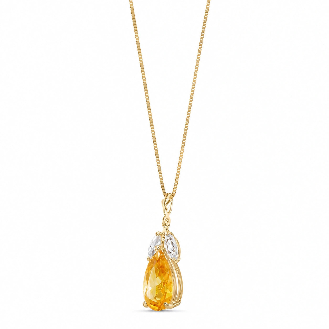 Yellow Gold Rose Necklace White Topaz 10K — Nina