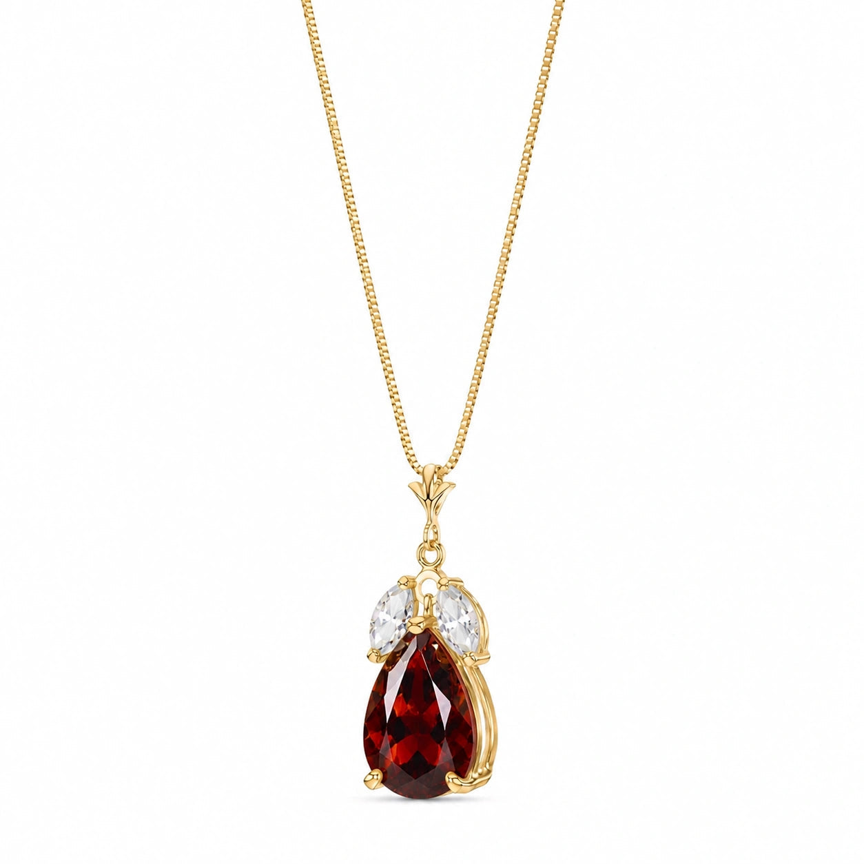 Yellow Gold Rose Necklace White Topaz 10K — Nina