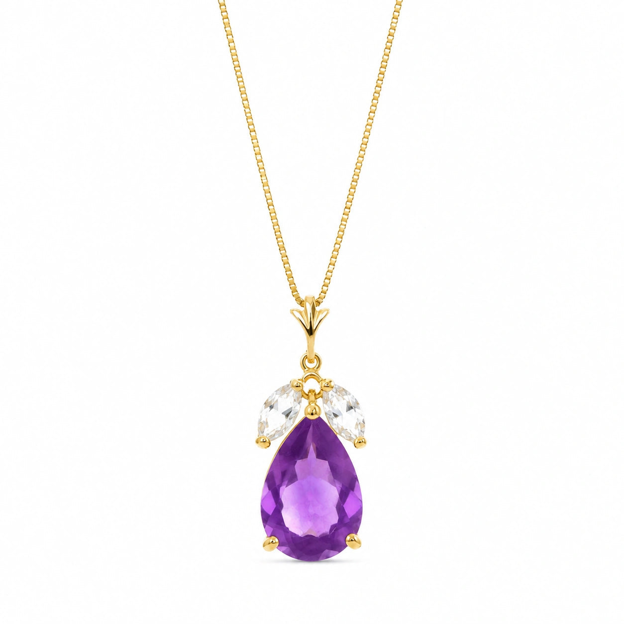 Yellow Gold Rose Necklace White Topaz 10K — Nina
