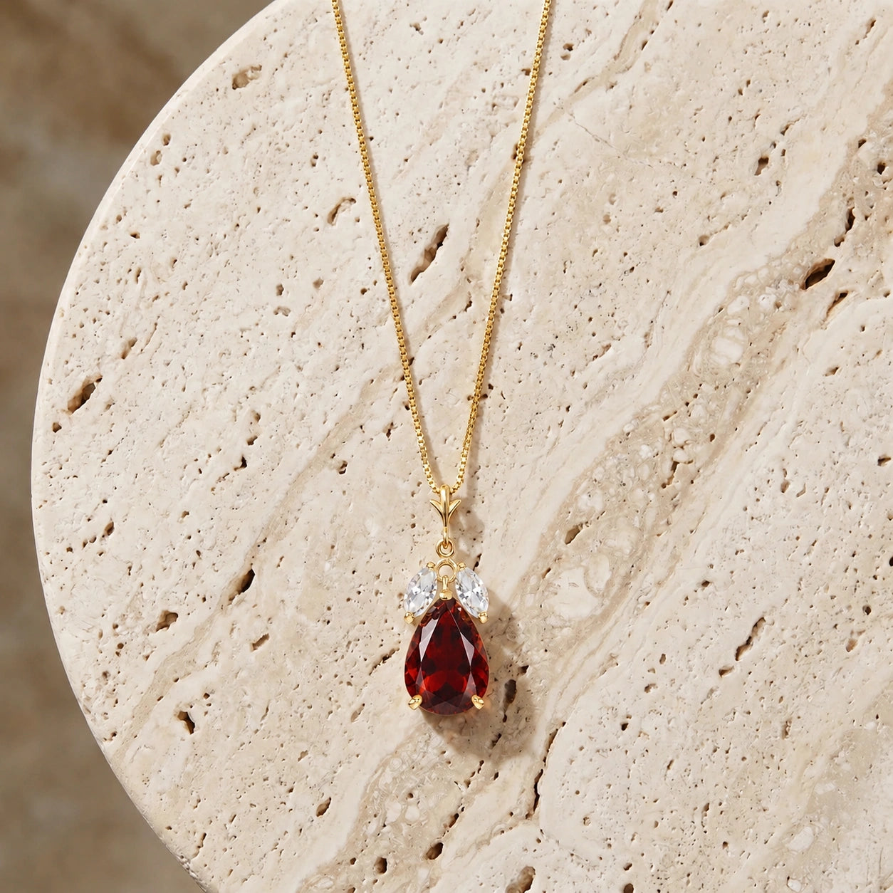 Yellow Gold Rose Necklace White Topaz 10K — Nina