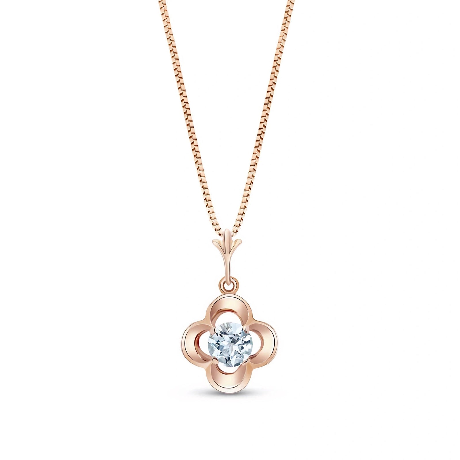 Rose Gold Heritage Necklace Aquamarine 10K — Malvina