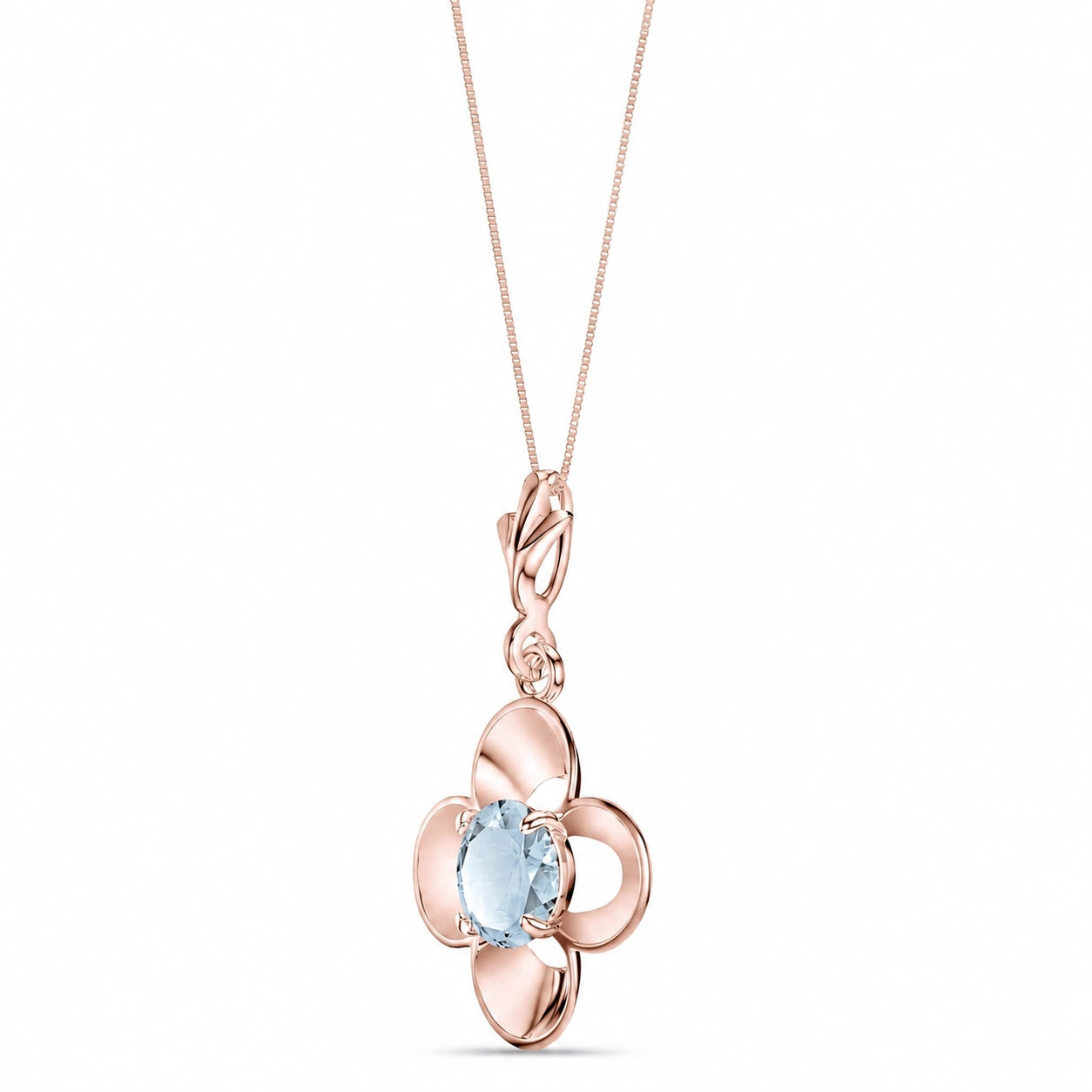 Rose Gold Heritage Necklace Aquamarine 10K — Malvina