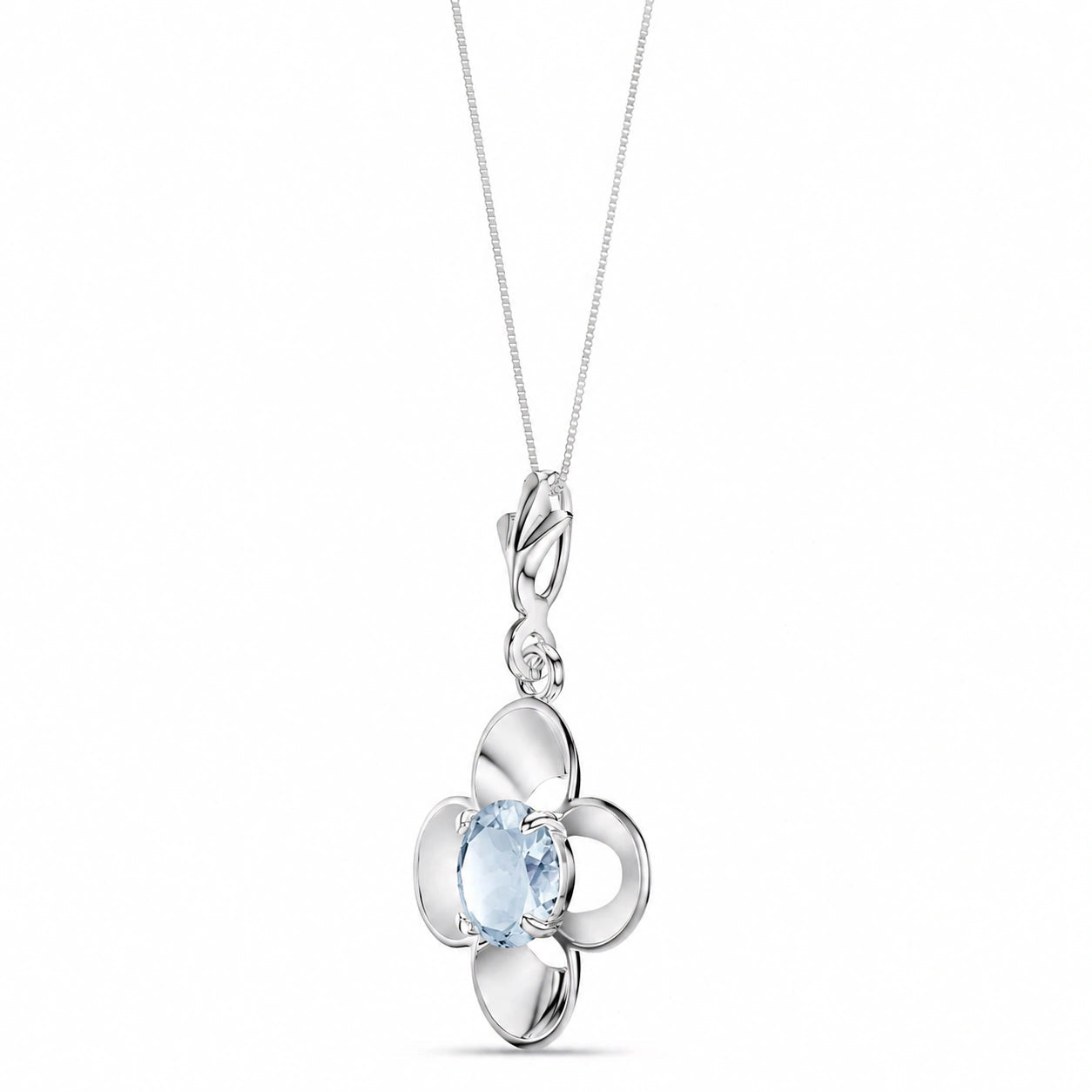 White Gold Heritage Necklace Aquamarine 10K — Malvina