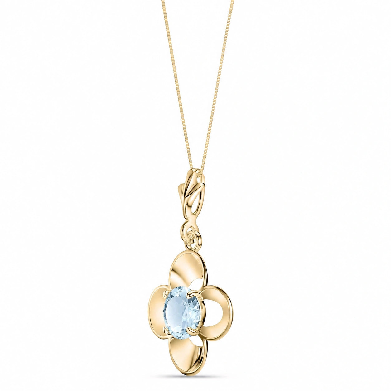 Yellow Gold Heritage Necklace Aquamarine 10K — Malvina