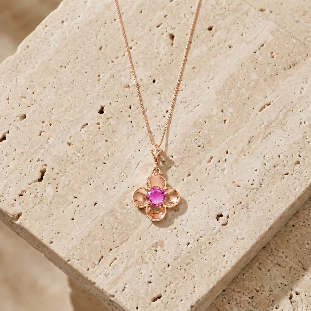Rose Gold Heritage Necklace Pink Topaz 10K — Malvina