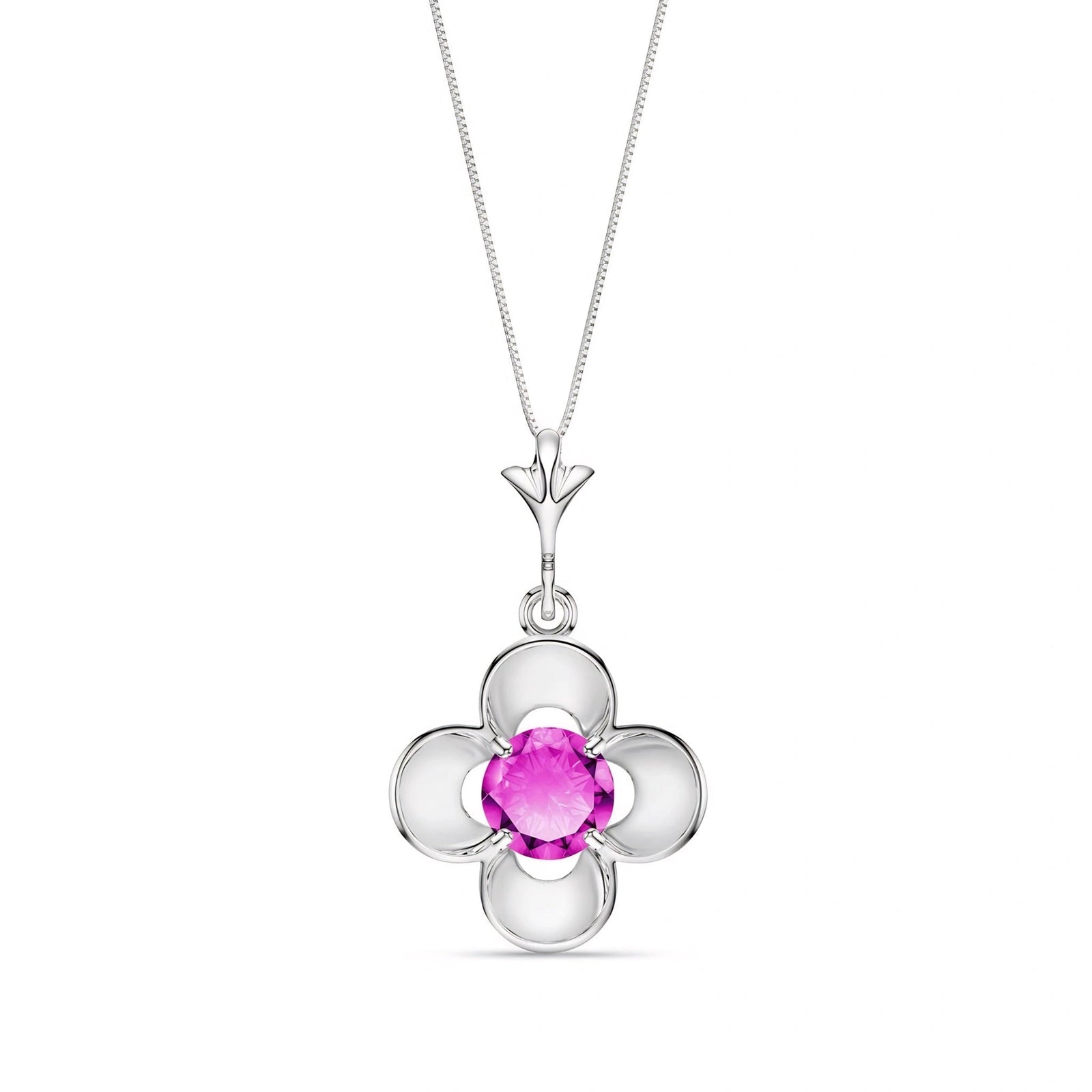 White Gold Heritage Necklace Pink Topaz 10K — Malvina