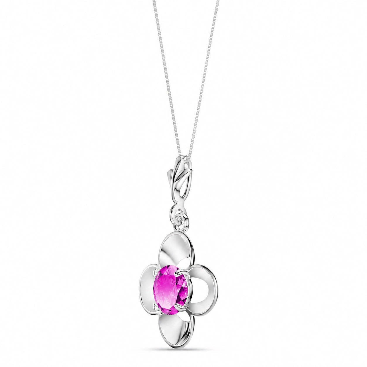 White Gold Heritage Necklace Pink Topaz 10K — Malvina