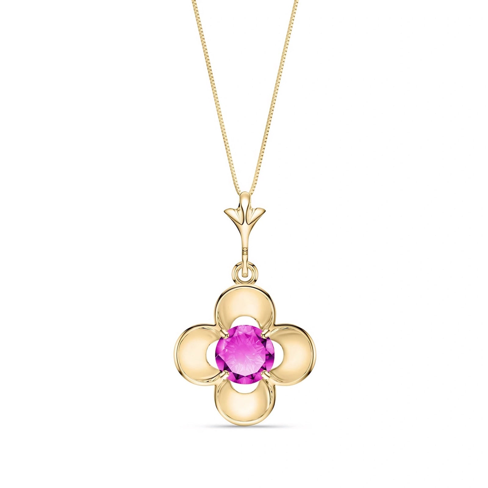 Yellow Gold Heritage Necklace Pink Topaz 10K — Malvina