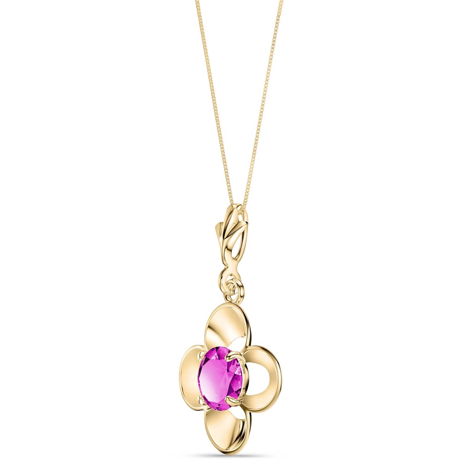 Yellow Gold Heritage Necklace Pink Topaz 10K — Malvina