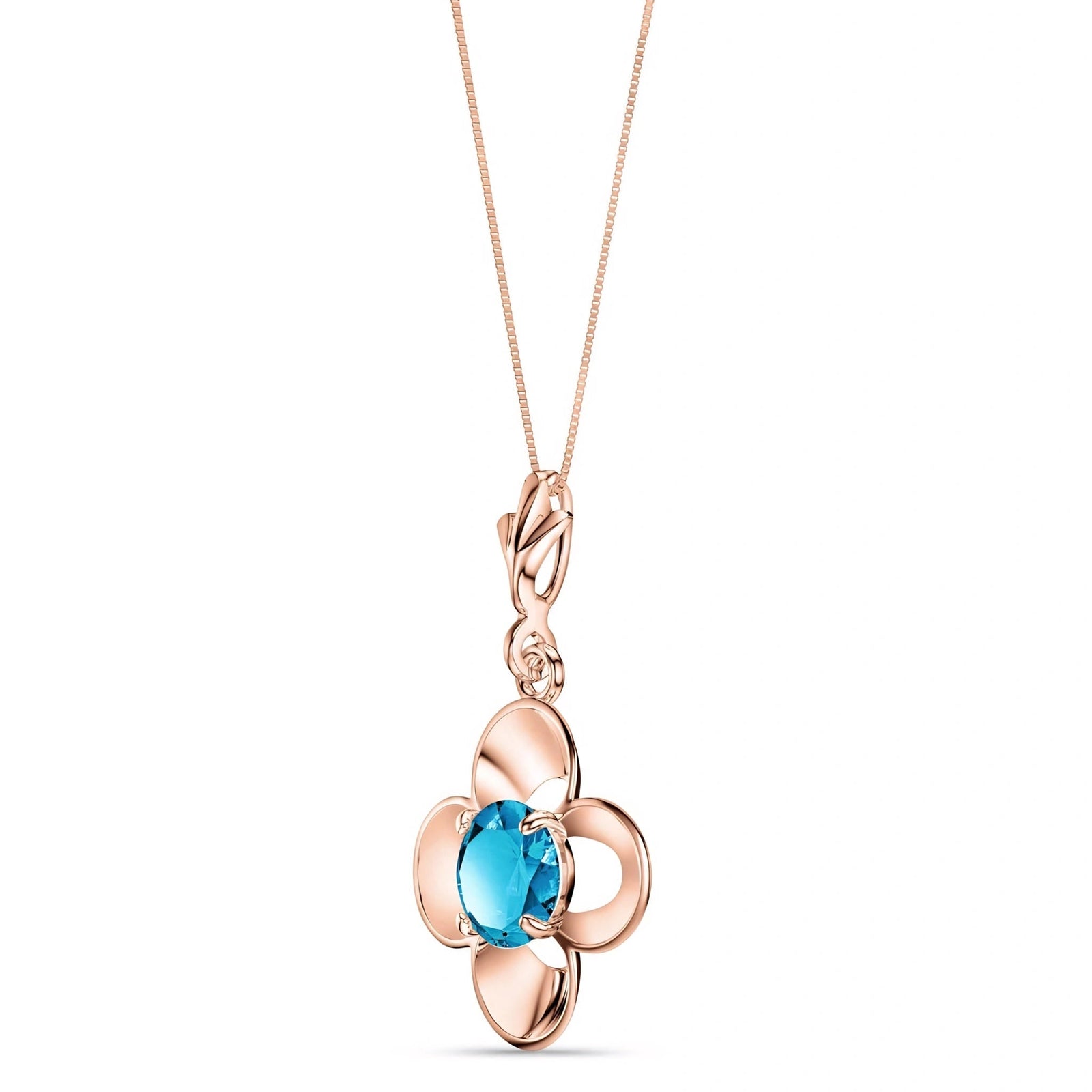 Rose Gold Heritage Necklace Blue Topaz 10K — Malvina