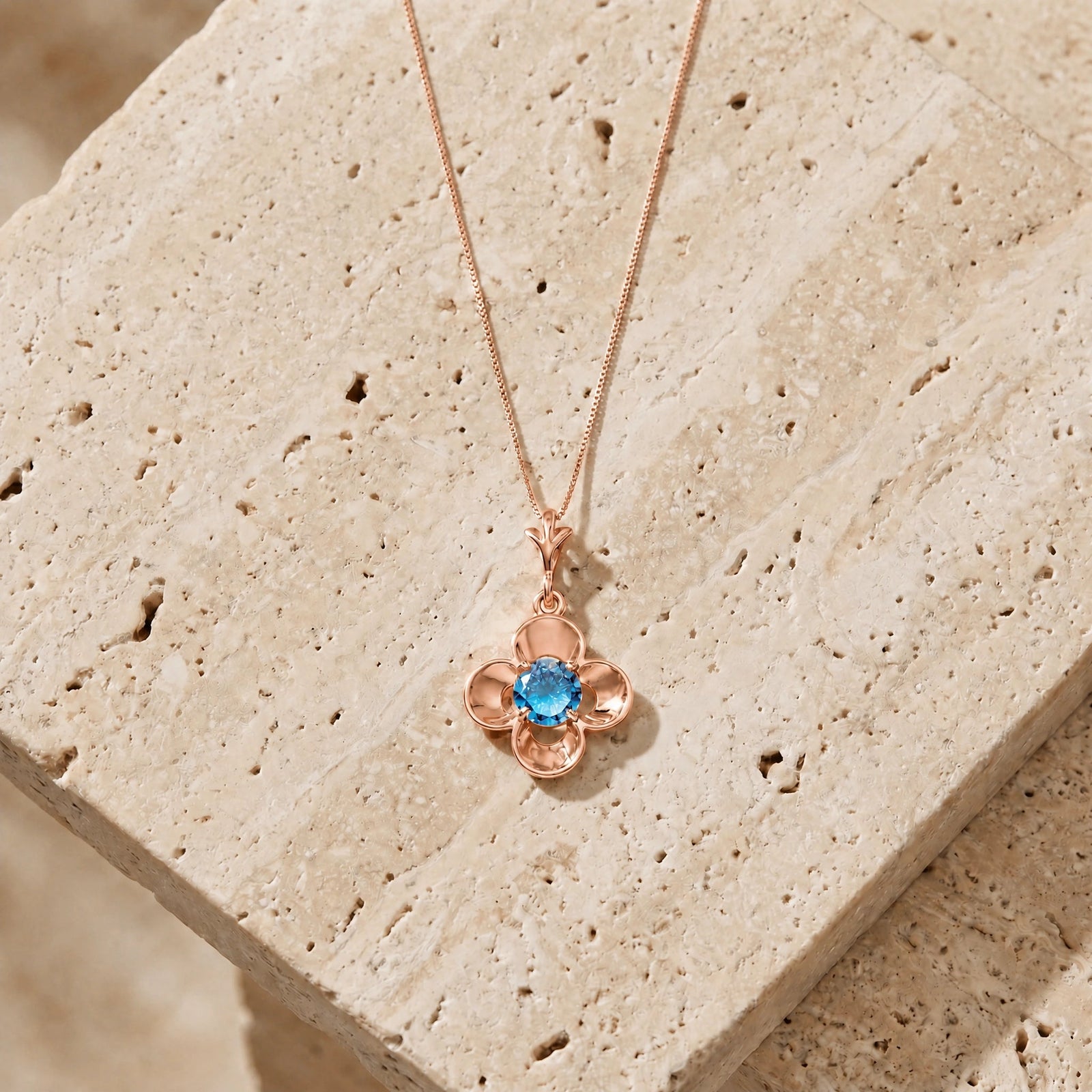 Rose Gold Heritage Necklace Blue Topaz 10K — Malvina