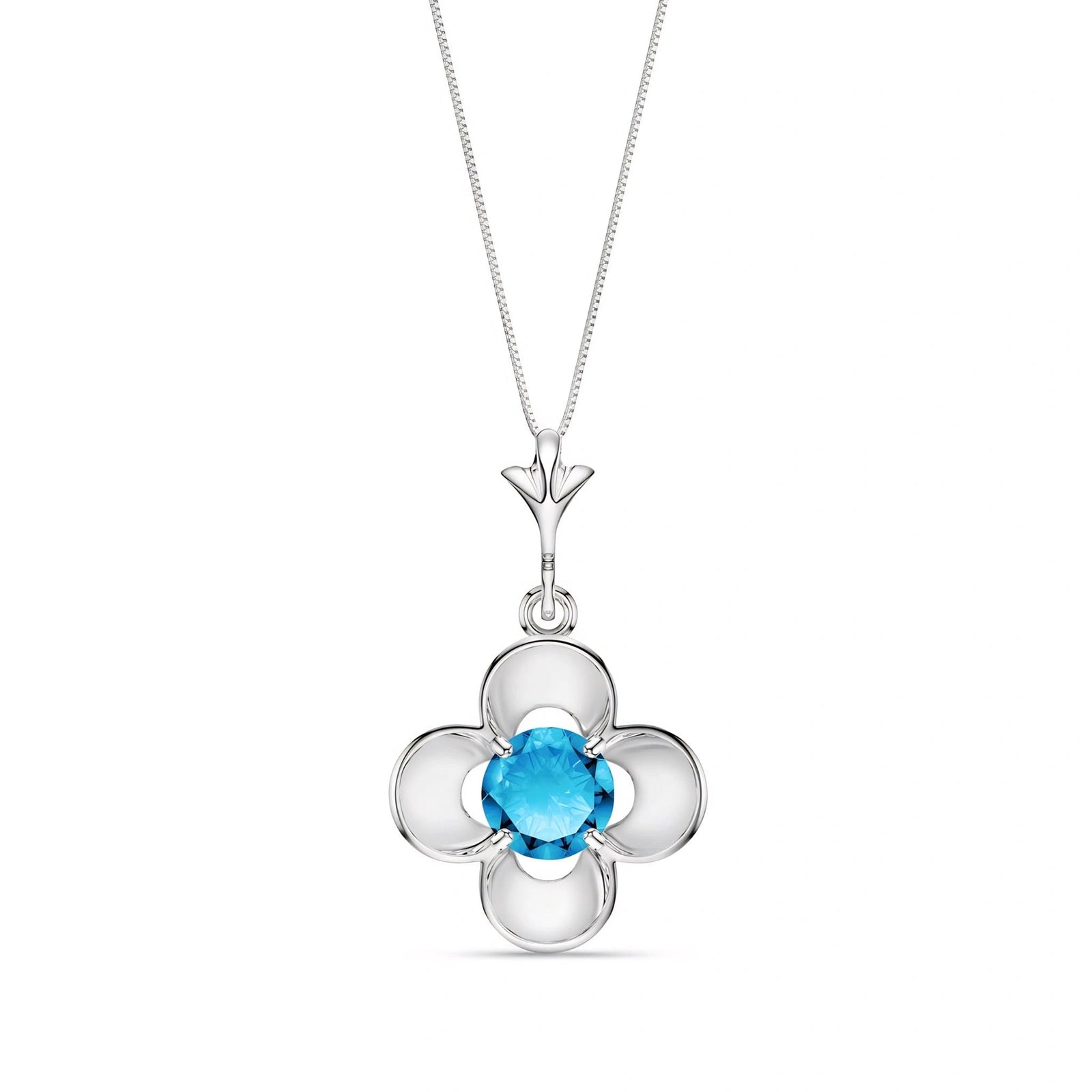 White Gold Heritage Necklace Blue Topaz 10K — Malvina