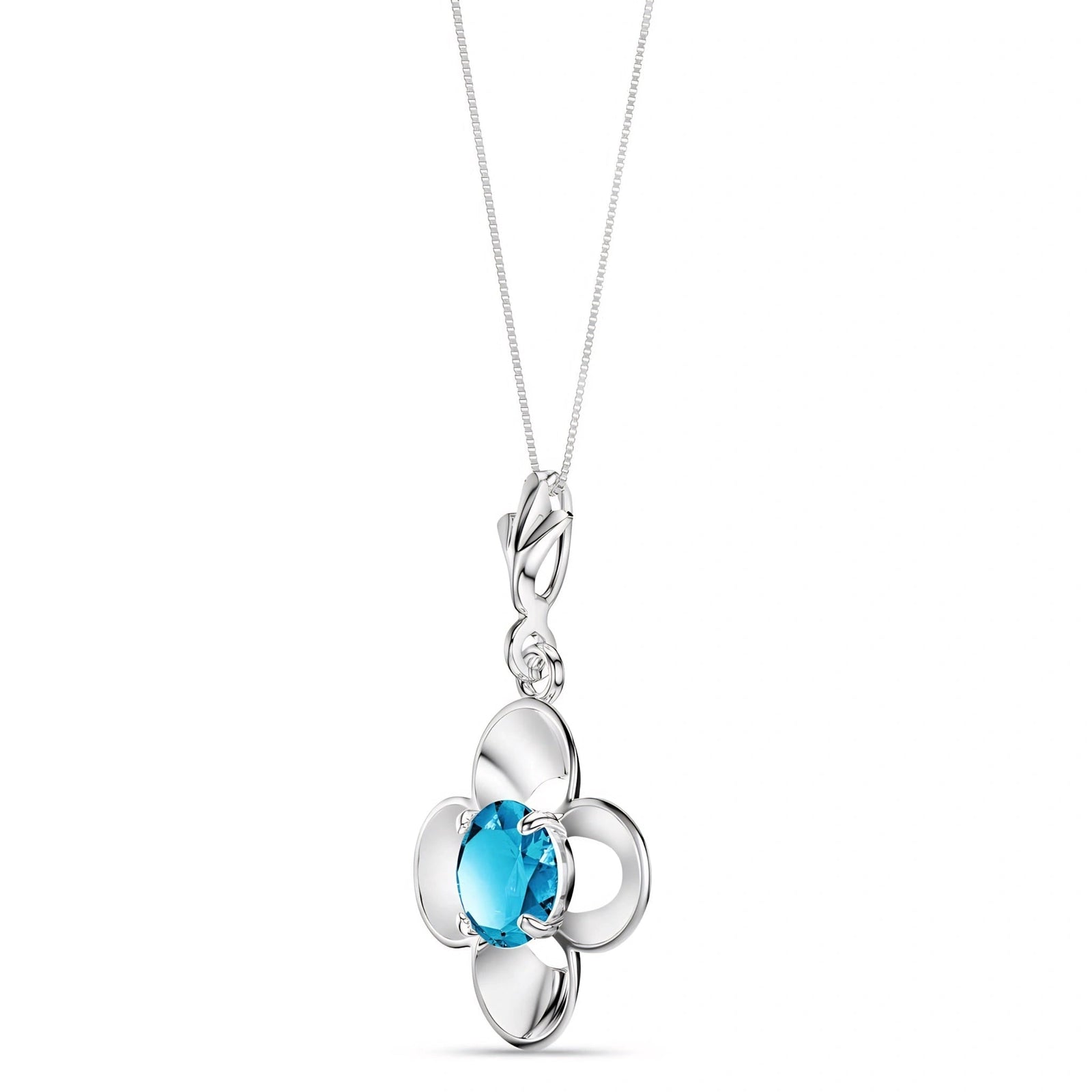 White Gold Heritage Necklace Blue Topaz 10K — Malvina