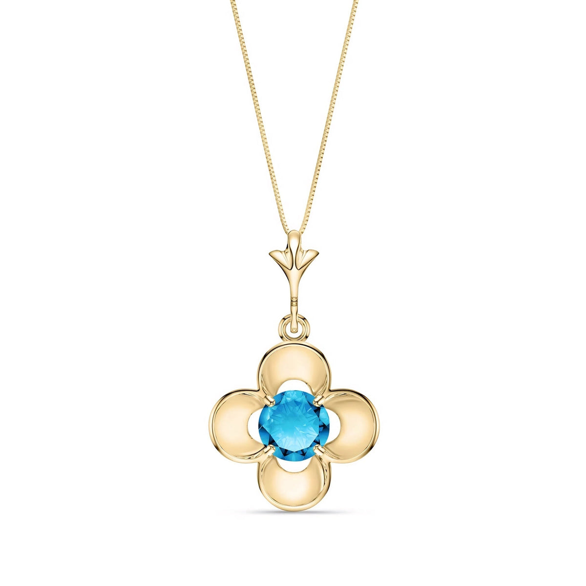 Yellow Gold Heritage Necklace Blue Topaz 10K — Malvina