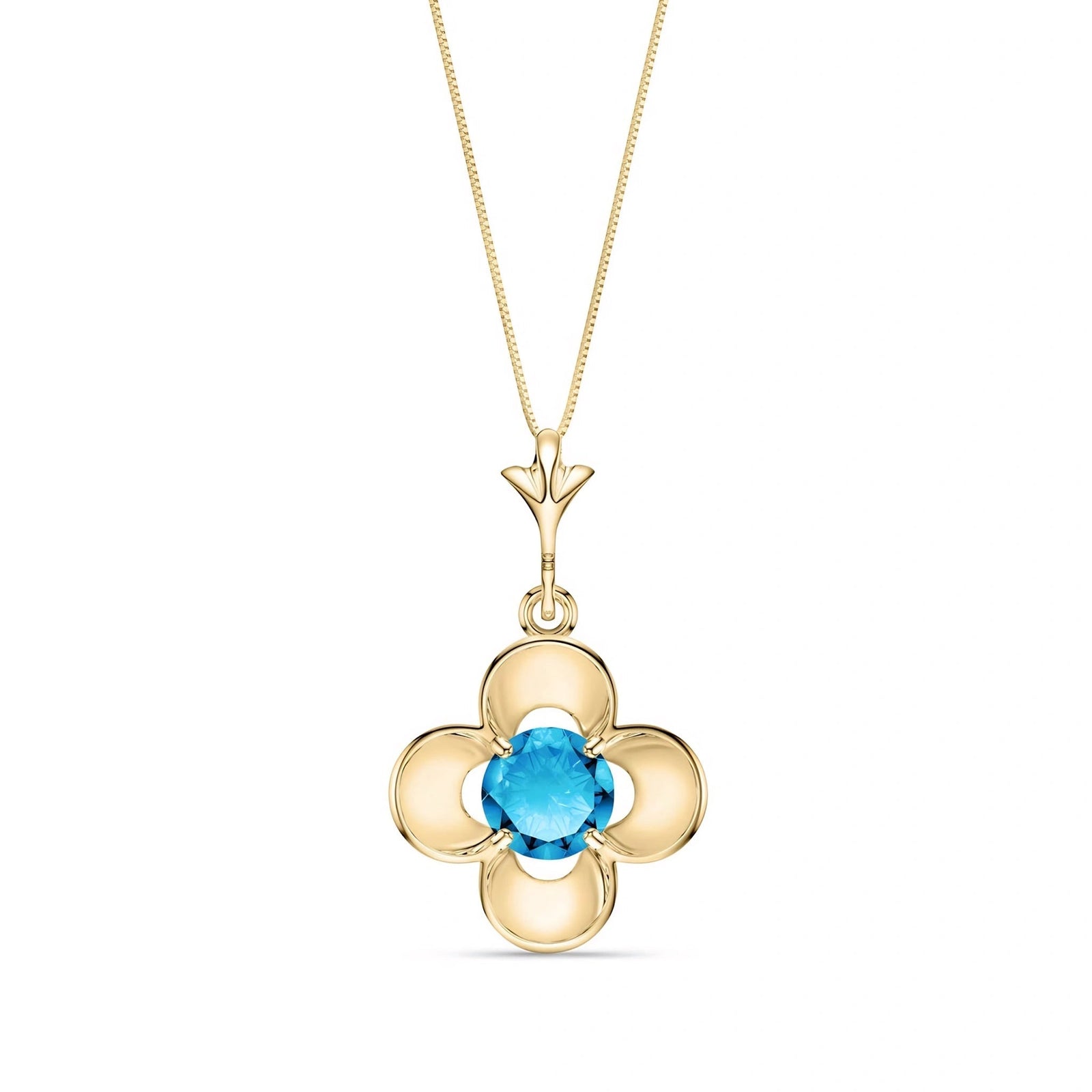 Yellow Gold Heritage Necklace Blue Topaz 10K — Malvina