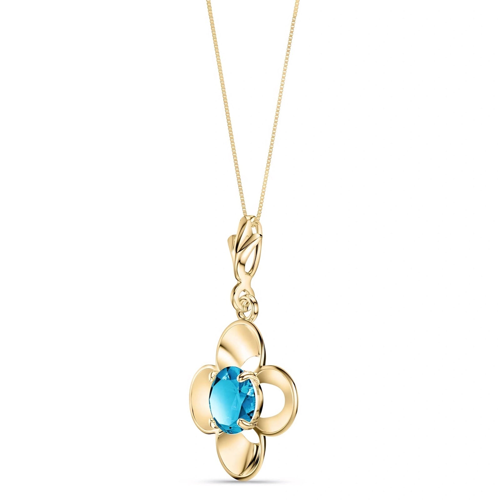 Yellow Gold Heritage Necklace Blue Topaz 10K — Malvina