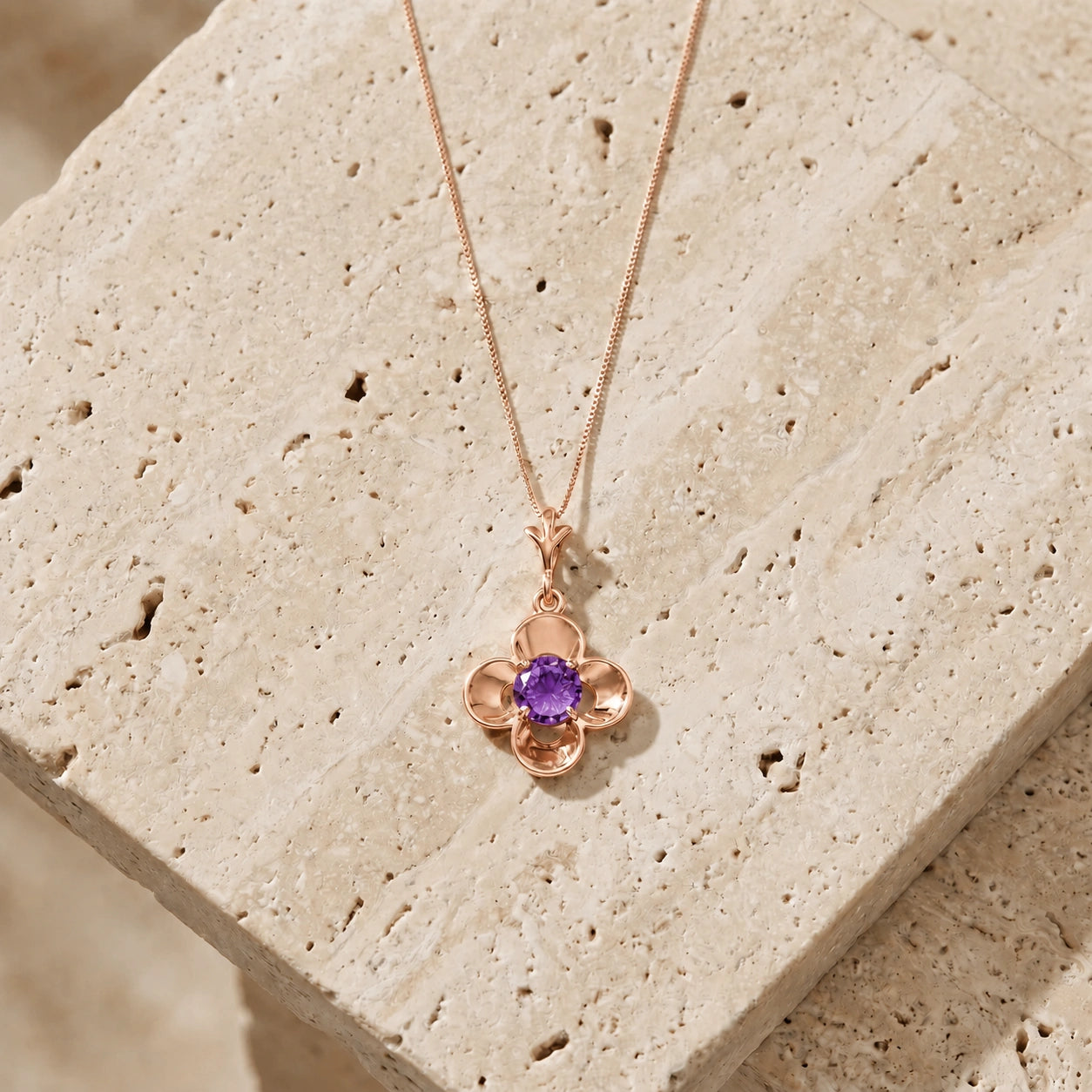 Rose Gold Heritage Necklace Amethyst 10K — Malvina