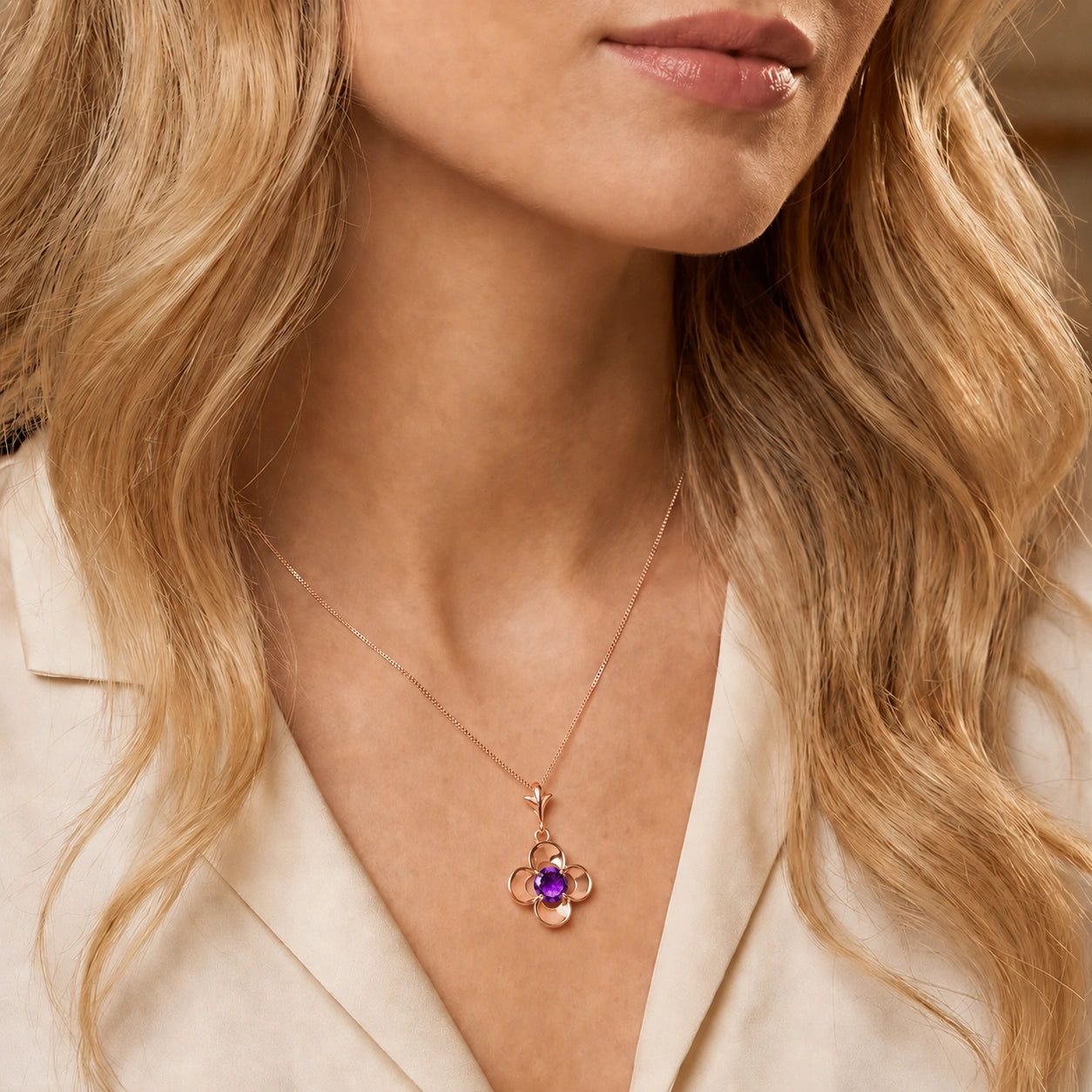 Rose Gold Heritage Necklace Amethyst 10K — Malvina