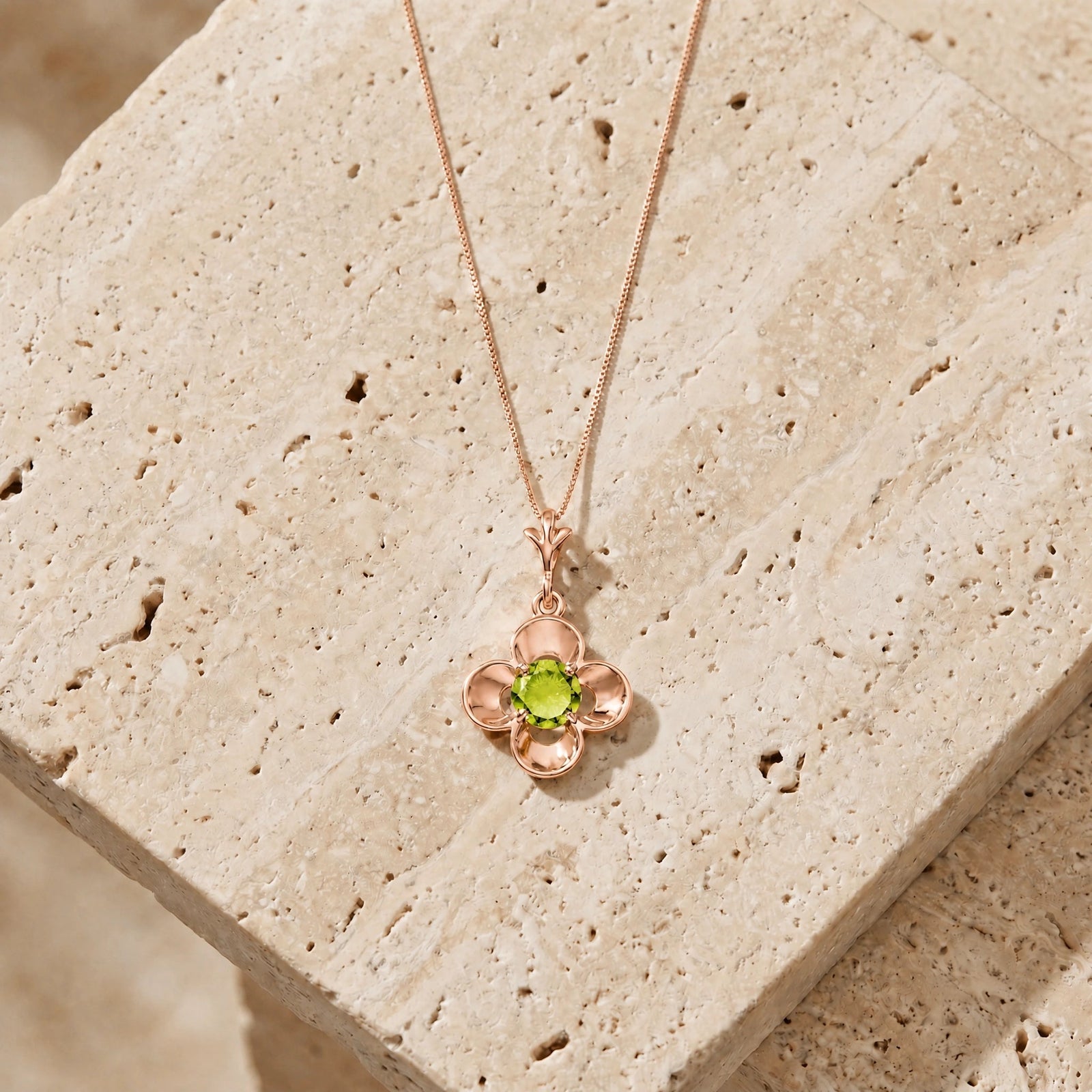 Rose Gold Heritage Necklace Peridot 10K — Malvina