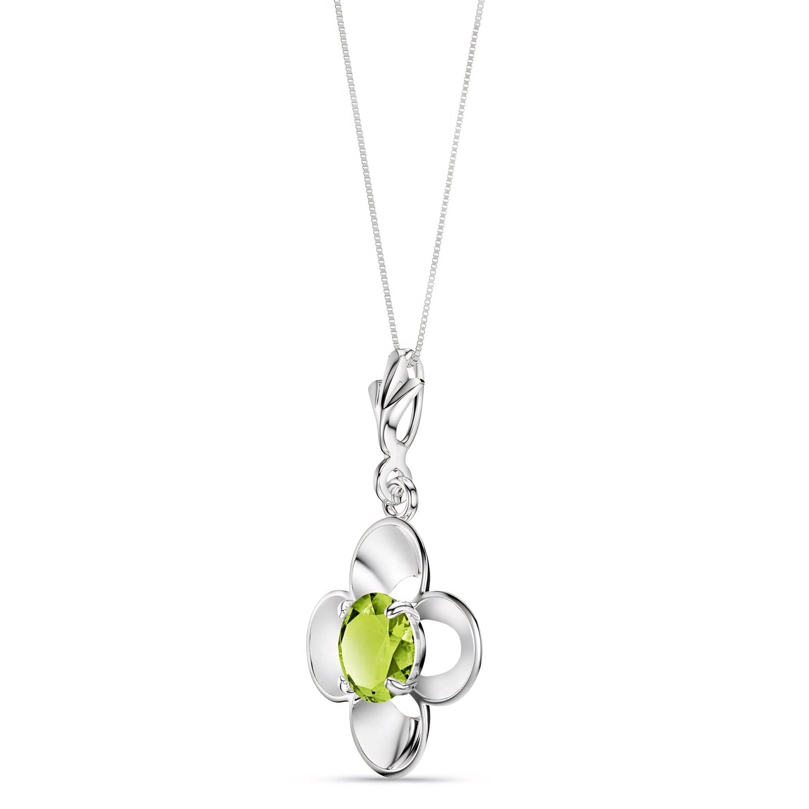 White Gold Heritage Necklace Peridot 10K — Malvina