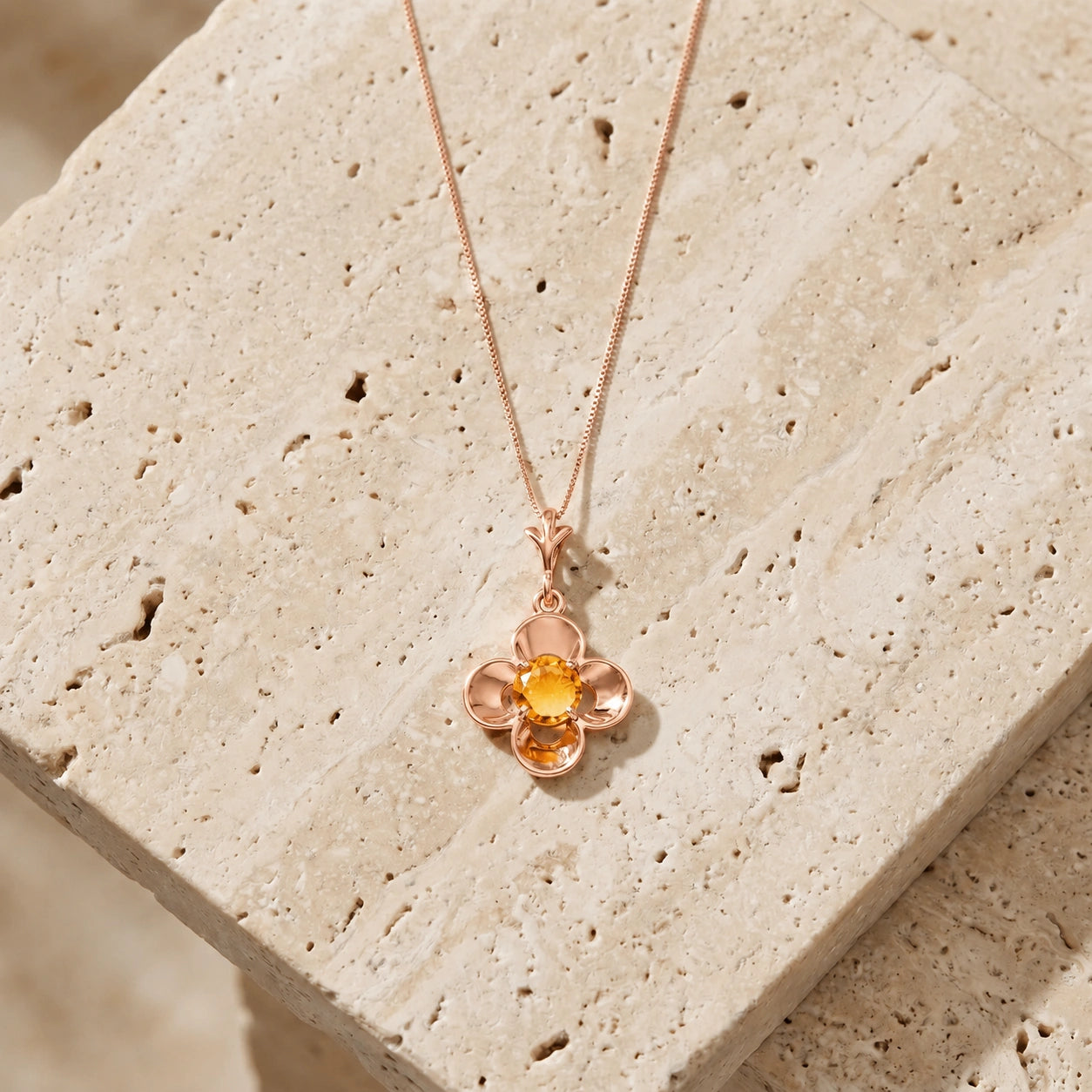 Rose Gold Heritage Necklace Citrine 10K — Malvina