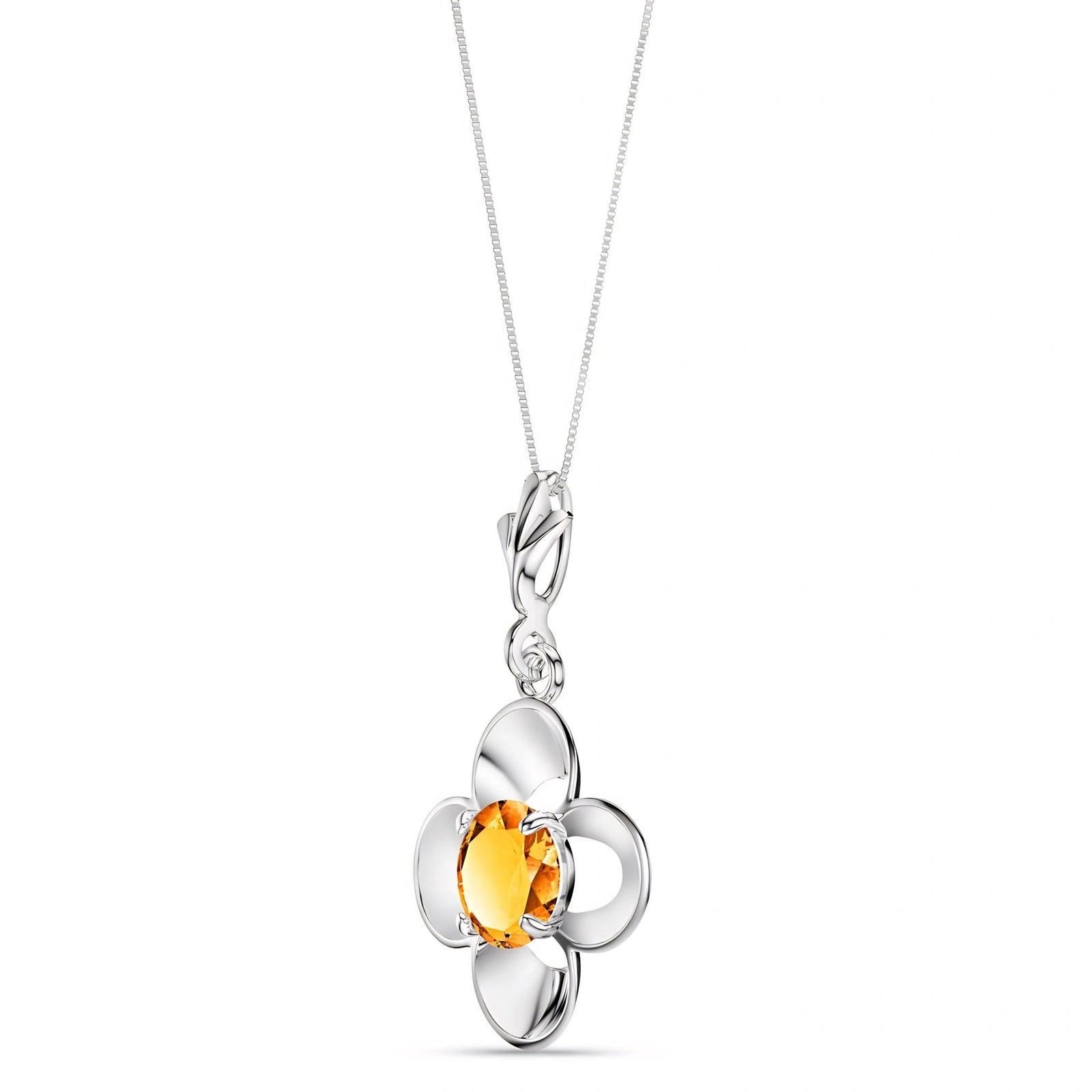 White Gold Heritage Necklace Citrine 10K — Malvina