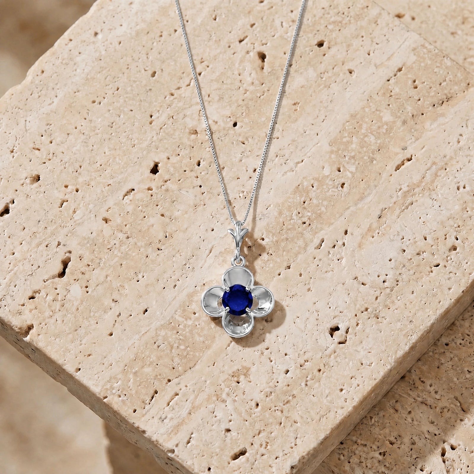 White Gold Heritage Necklace Sapphire 10K — Malvina