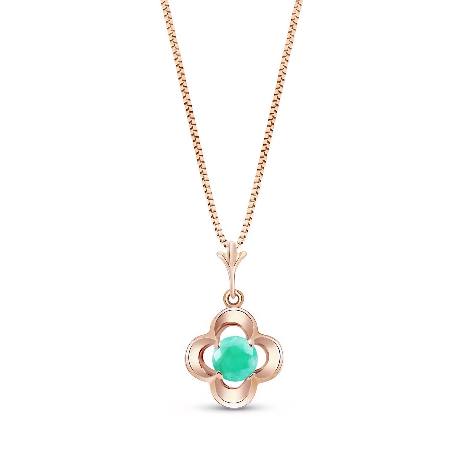 Rose Gold Heritage Necklace Emerald 10K — Malvina