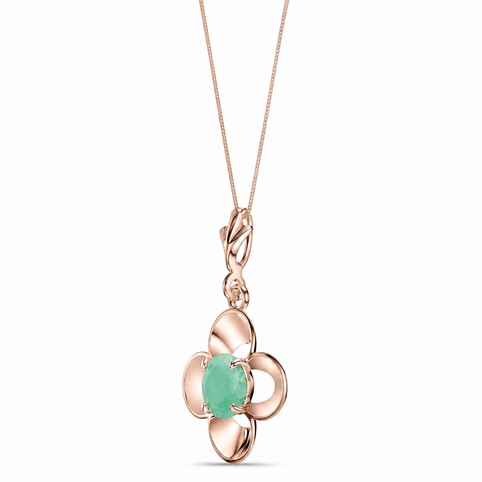 Rose Gold Heritage Necklace Emerald 10K — Malvina