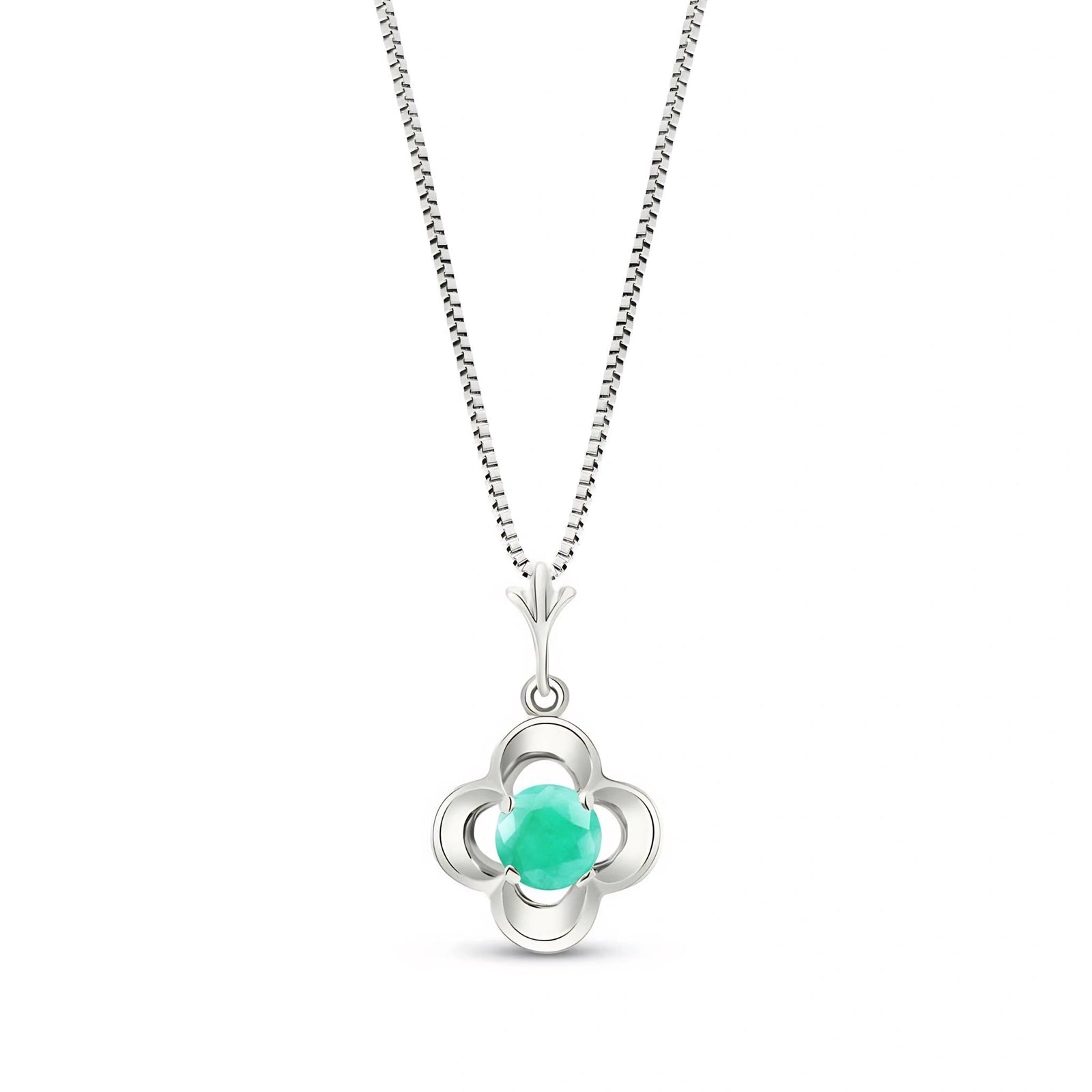 White Gold Heritage Necklace Emerald 10K — Malvina