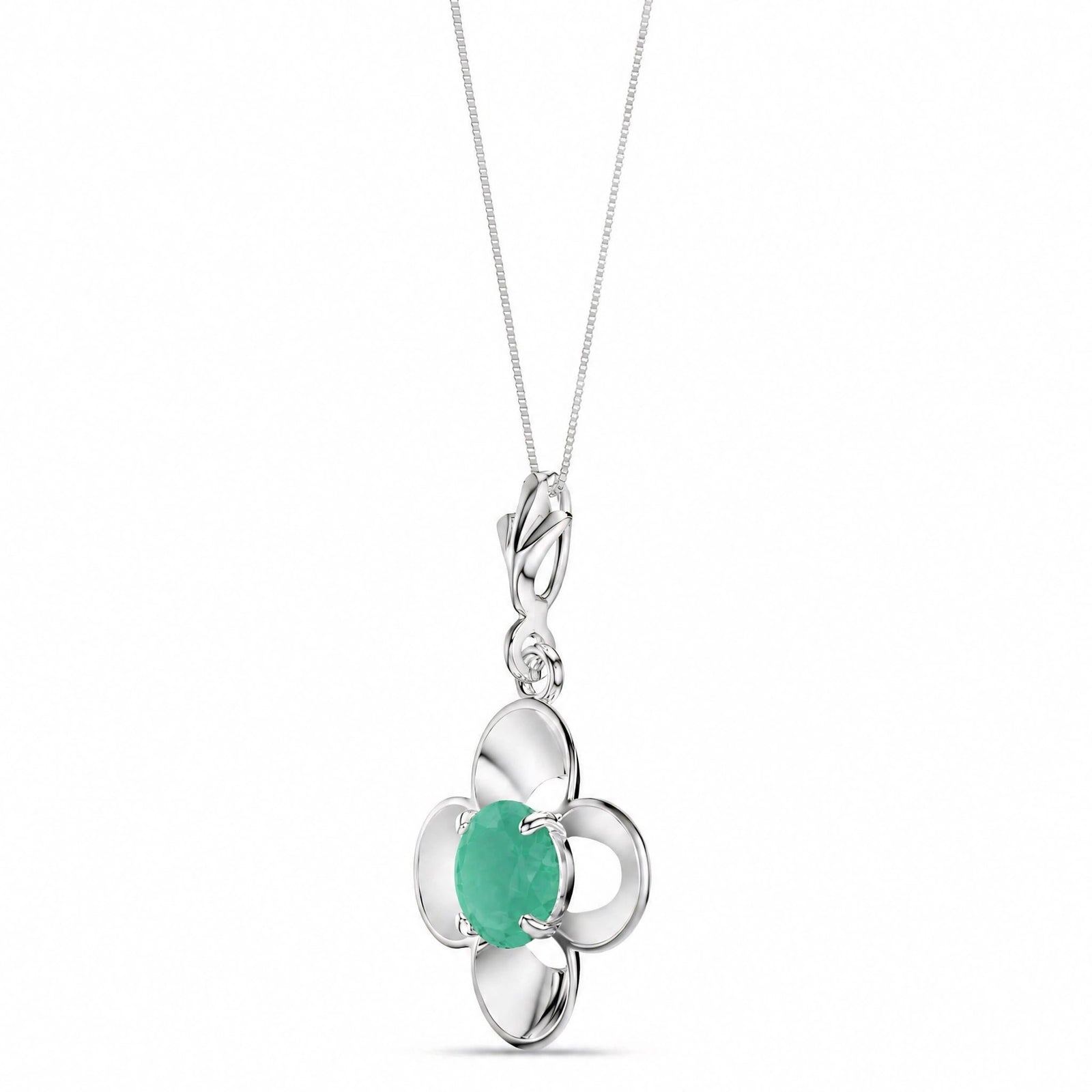 White Gold Heritage Necklace Emerald 10K — Malvina