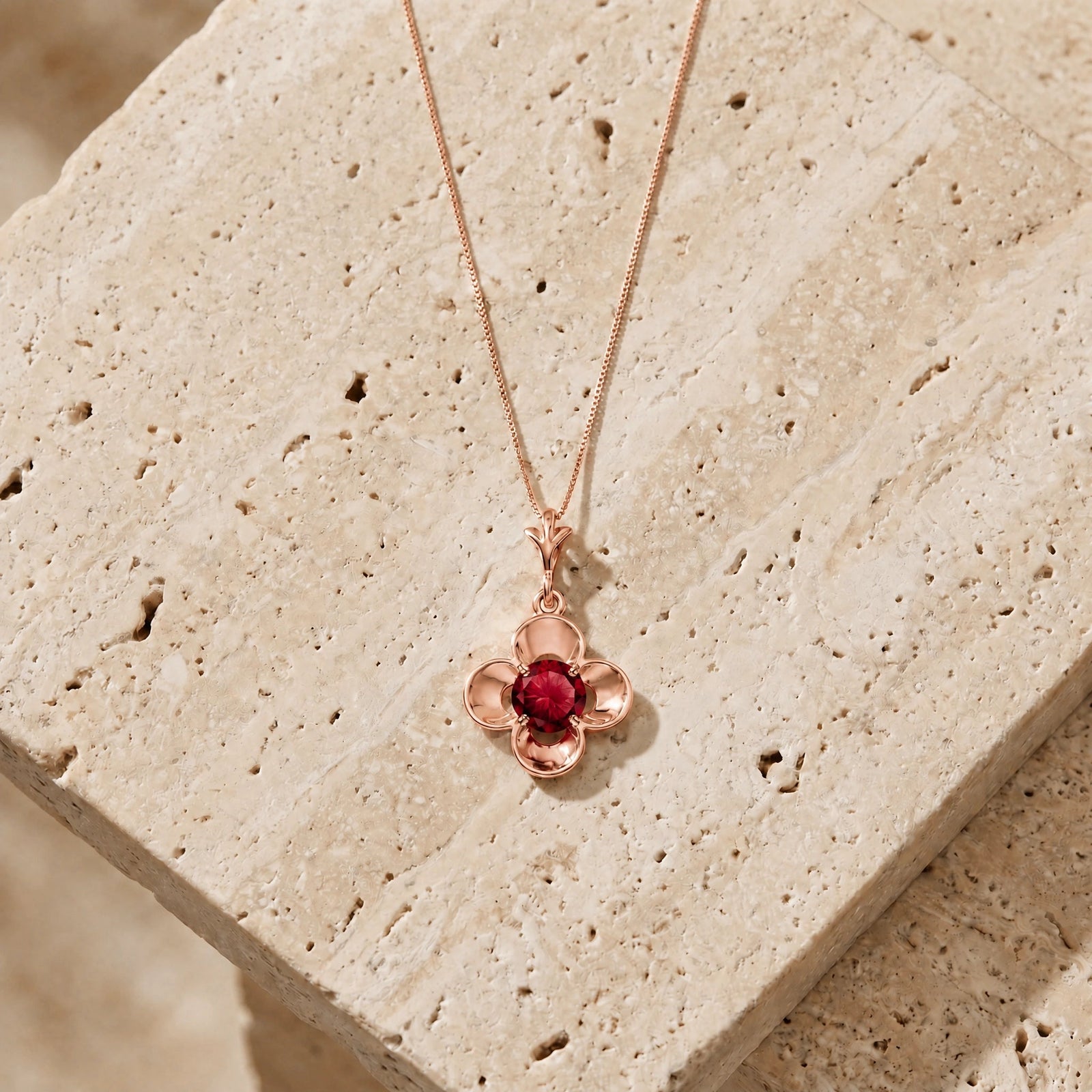 Rose Gold Heritage Necklace Ruby 10K — Malvina